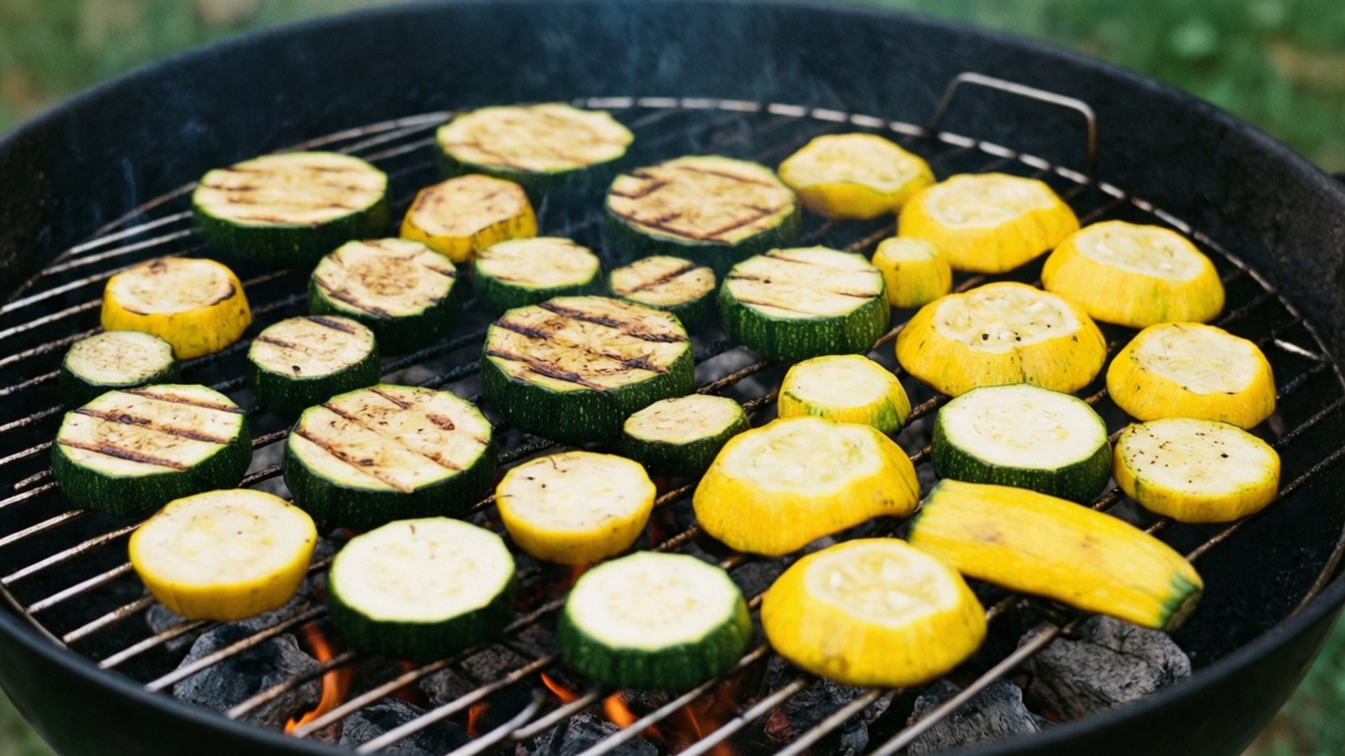 grilled zucchini, grilled squash, charcoal grill, Full HD Desktop Wallpaper