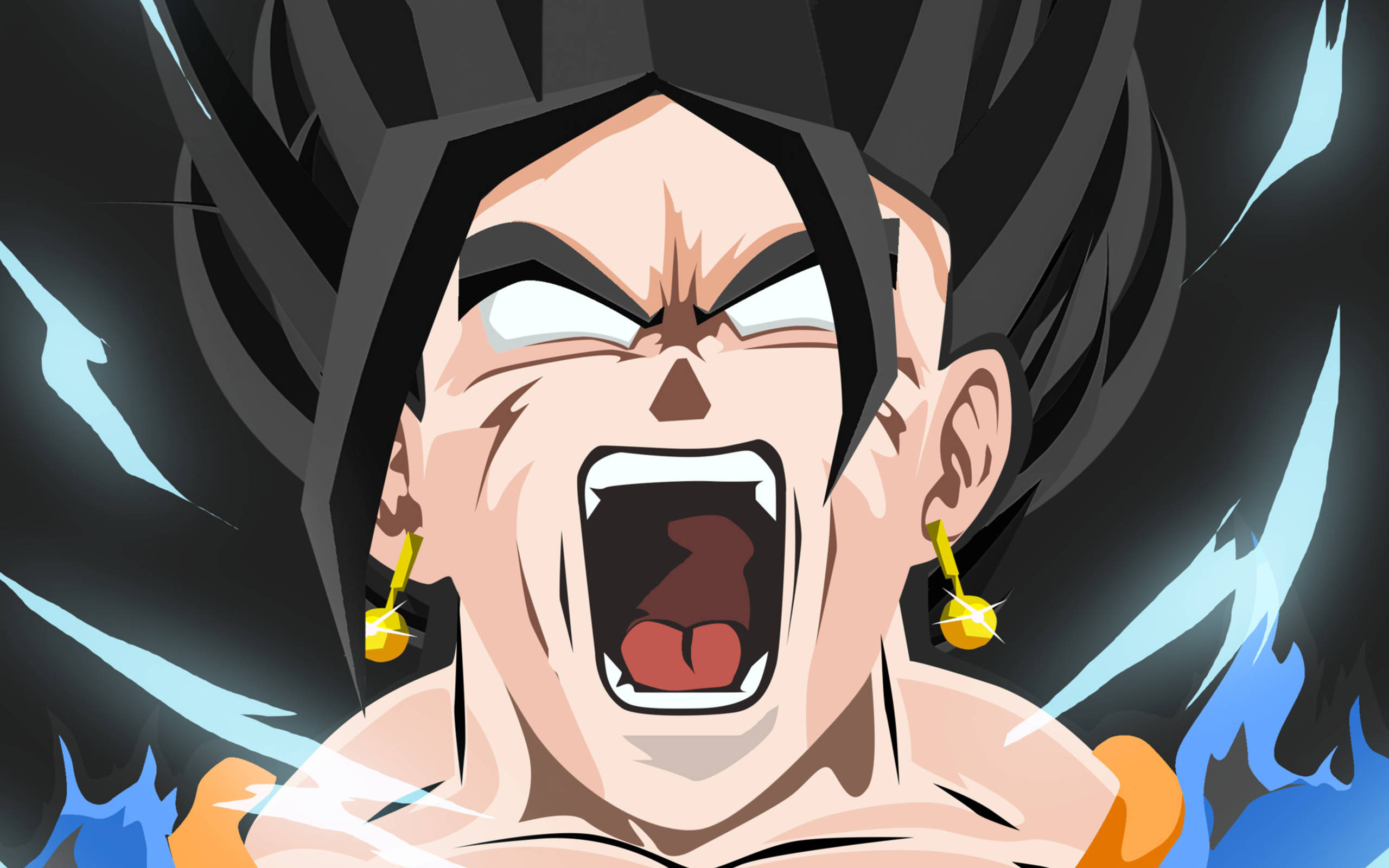 Vegito, blue energy, spiked black hair, 2K Desktop Wallpaper