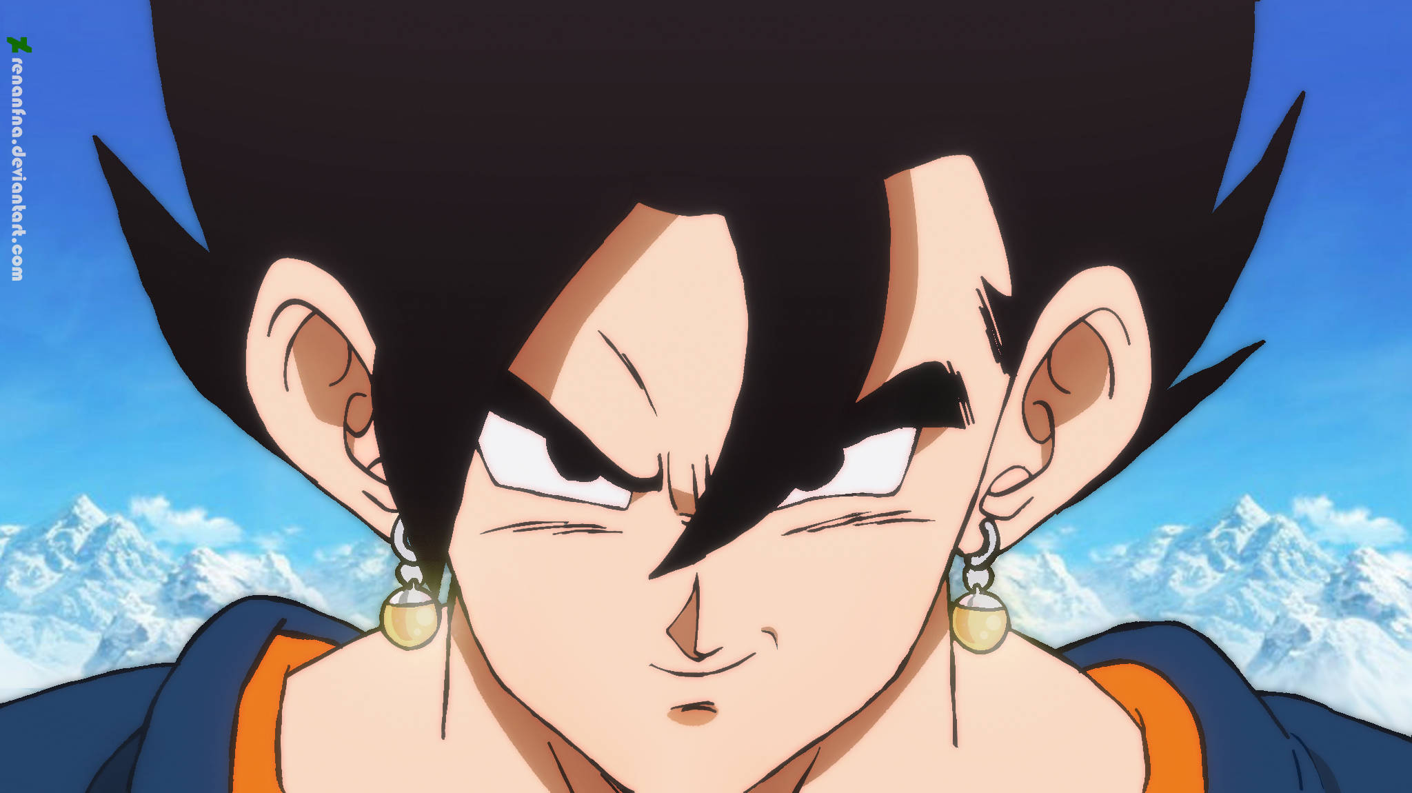 Vegito, spiky black hair, earrings, Full HD Desktop Wallpaper