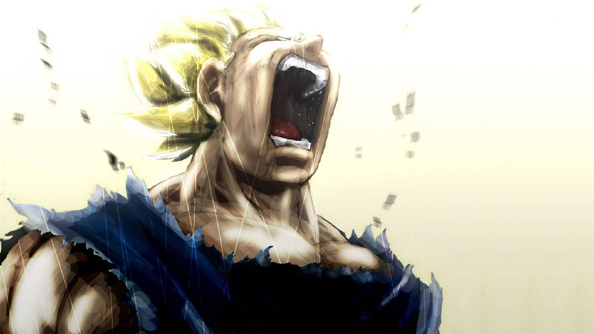Vegito, spiky blonde hair, rainstorm, Full HD Desktop Wallpaper