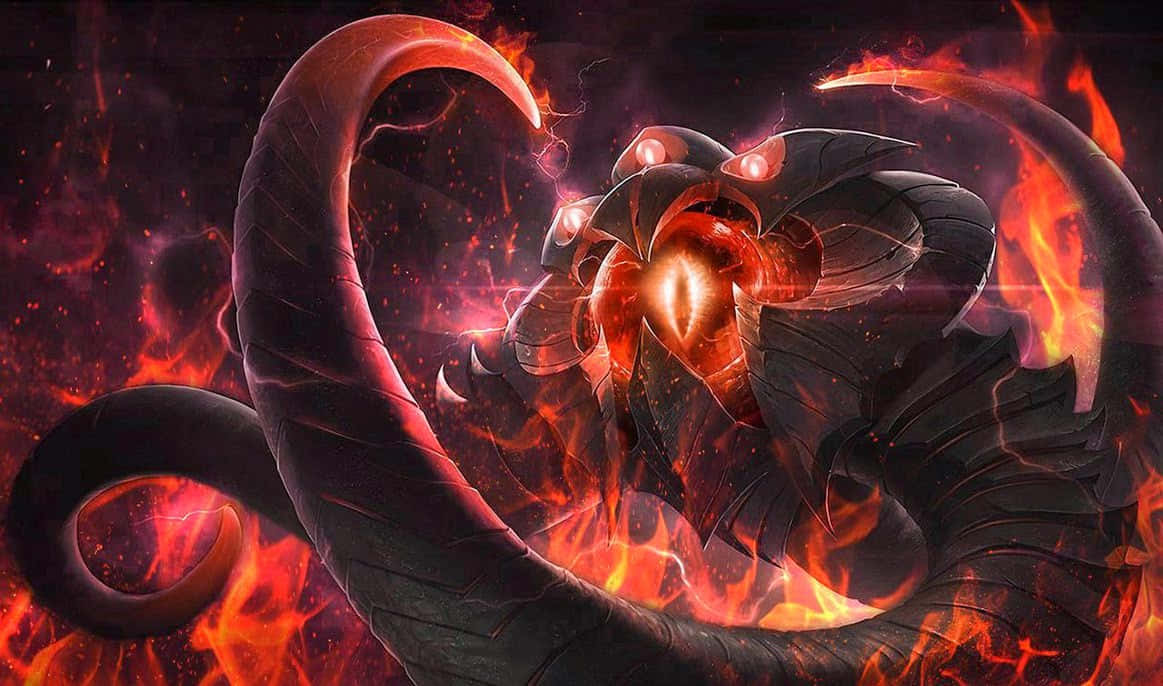 Velkoz, black scorpion, glowing red eyes, SD Desktop Wallpaper