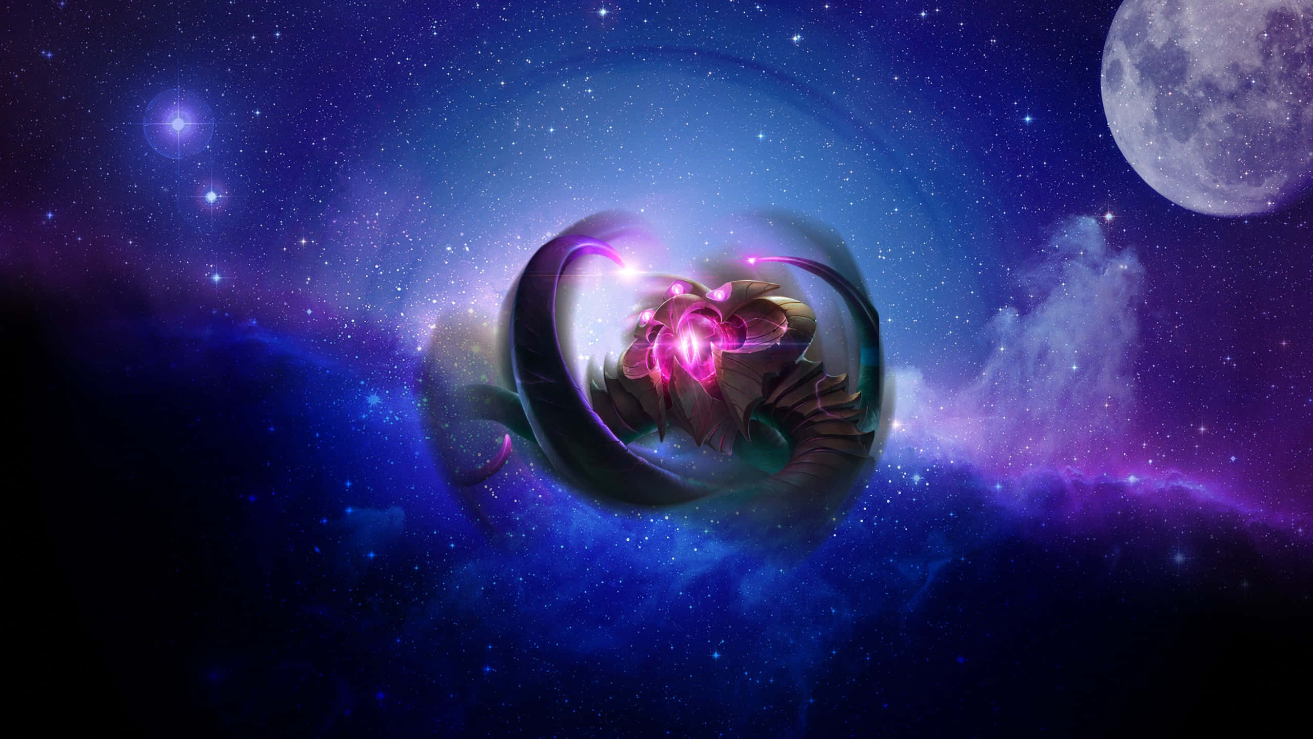 Velkoz, cosmic dragon, heart-shaped nebula, 2K Desktop Wallpaper