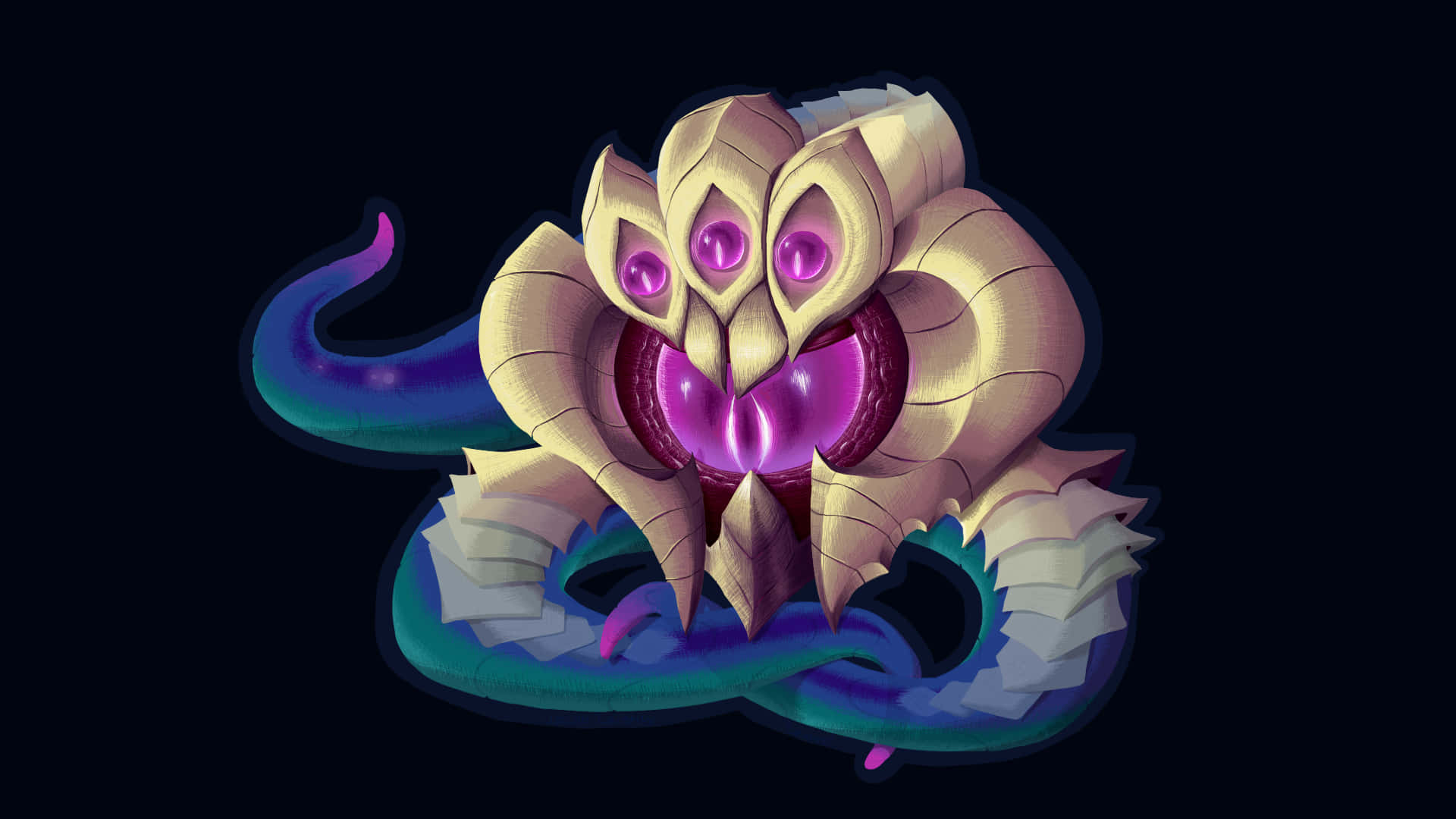 Velkoz, purple, golden segmented body, Full HD Desktop Wallpaper