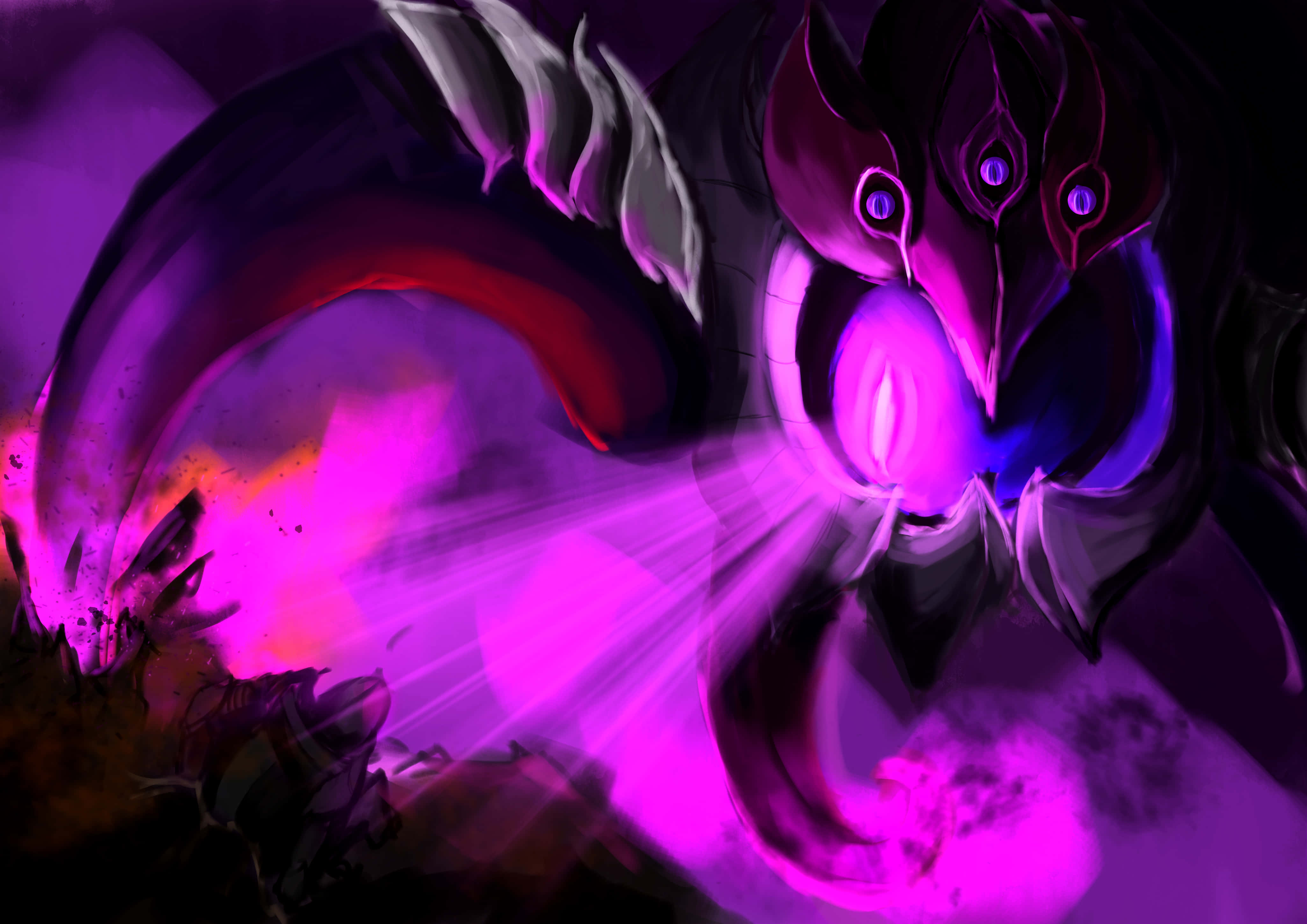 Velkoz, purple, glowing eyes, 4K Desktop Wallpaper