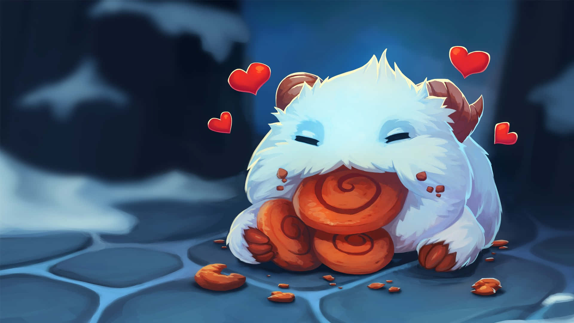 Velkoz, fluffy white creature, horns, Full HD Desktop Wallpaper