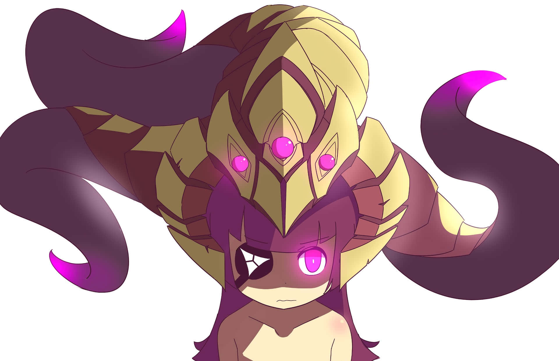 Velkoz, chibi anime girl, purple hair, Full HD Desktop Wallpaper