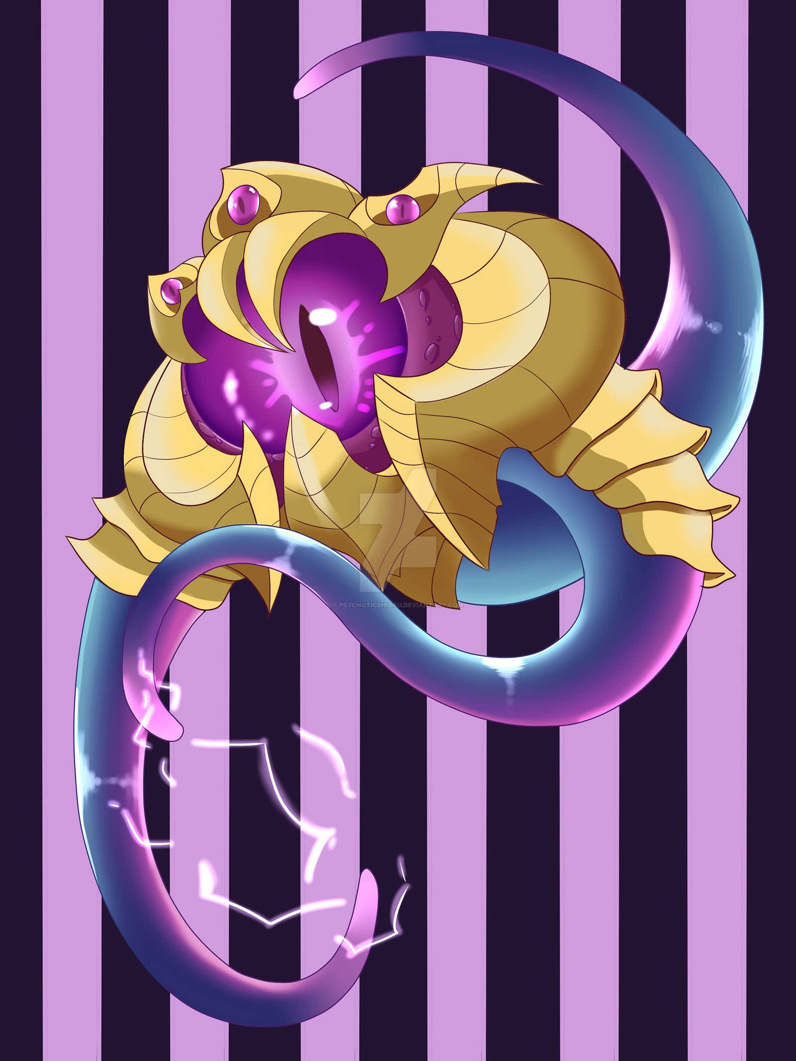 Velkoz, golden scorpion, glowing purple core, Full HD Phone Wallpaper