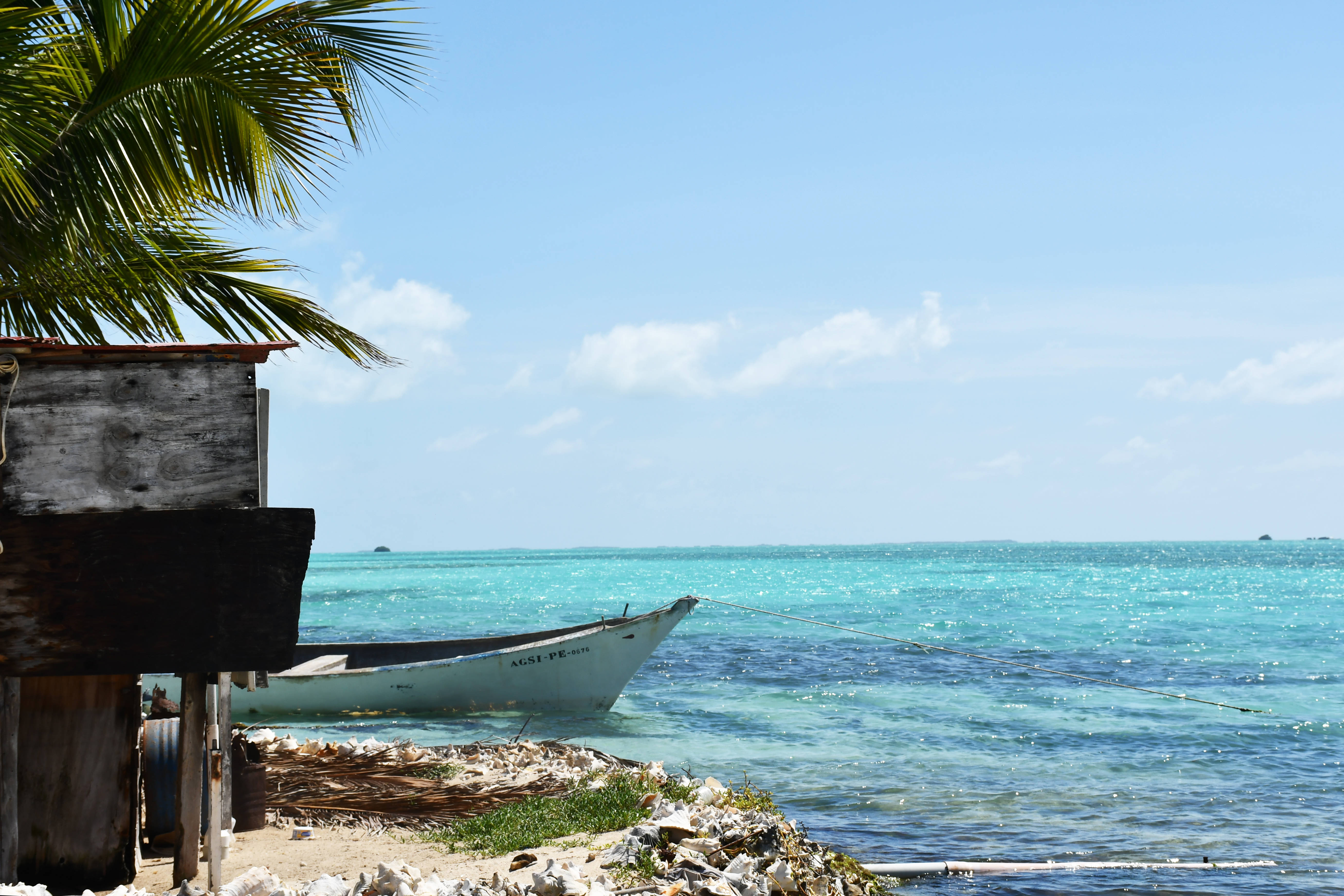 Venezuela, turquoise waters, small fishing boat, 5K Desktop Wallpaper