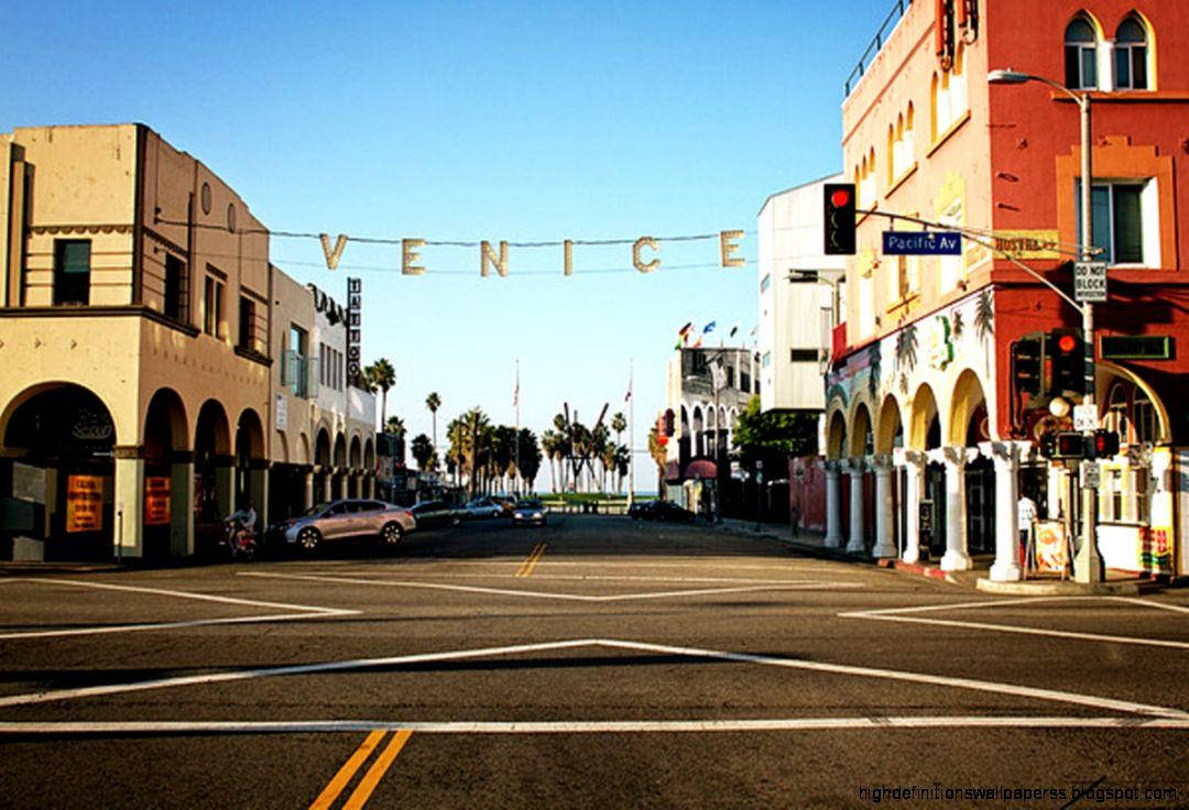 Venice Beach, iconic arches, palm trees, SD Desktop Wallpaper