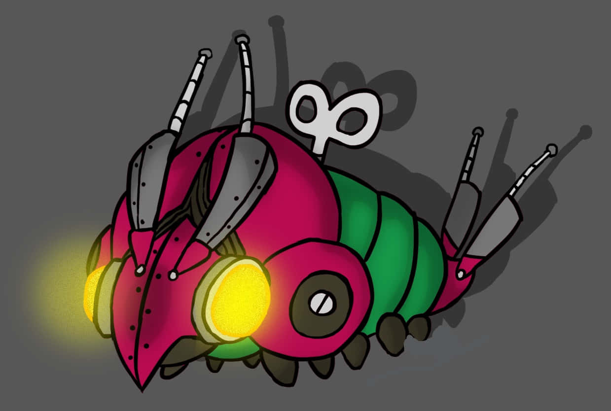 Venipede, glowing yellow eyes, metallic limbs, SD Desktop Wallpaper