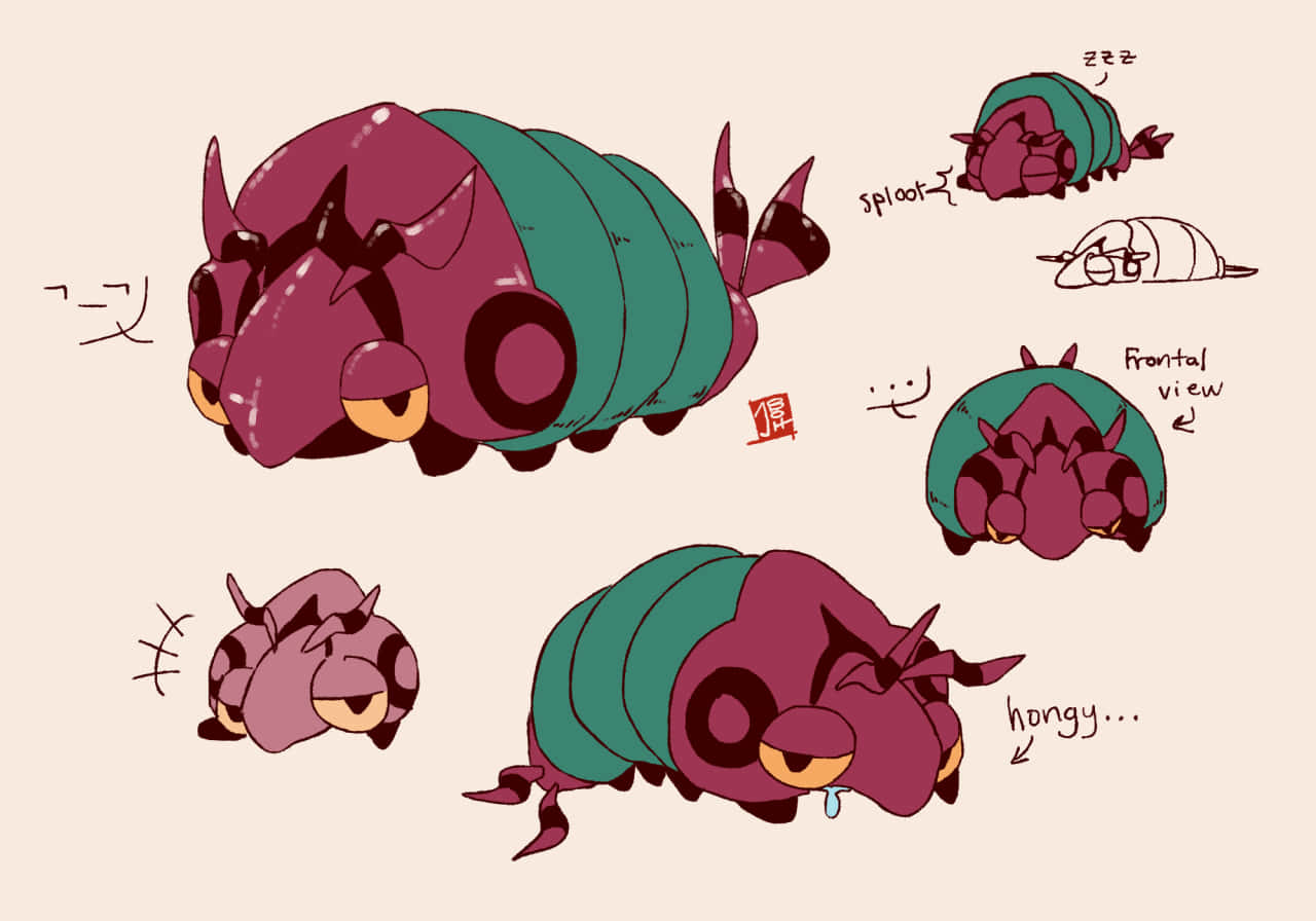 Venipede, purple, teal, HD Desktop Wallpaper