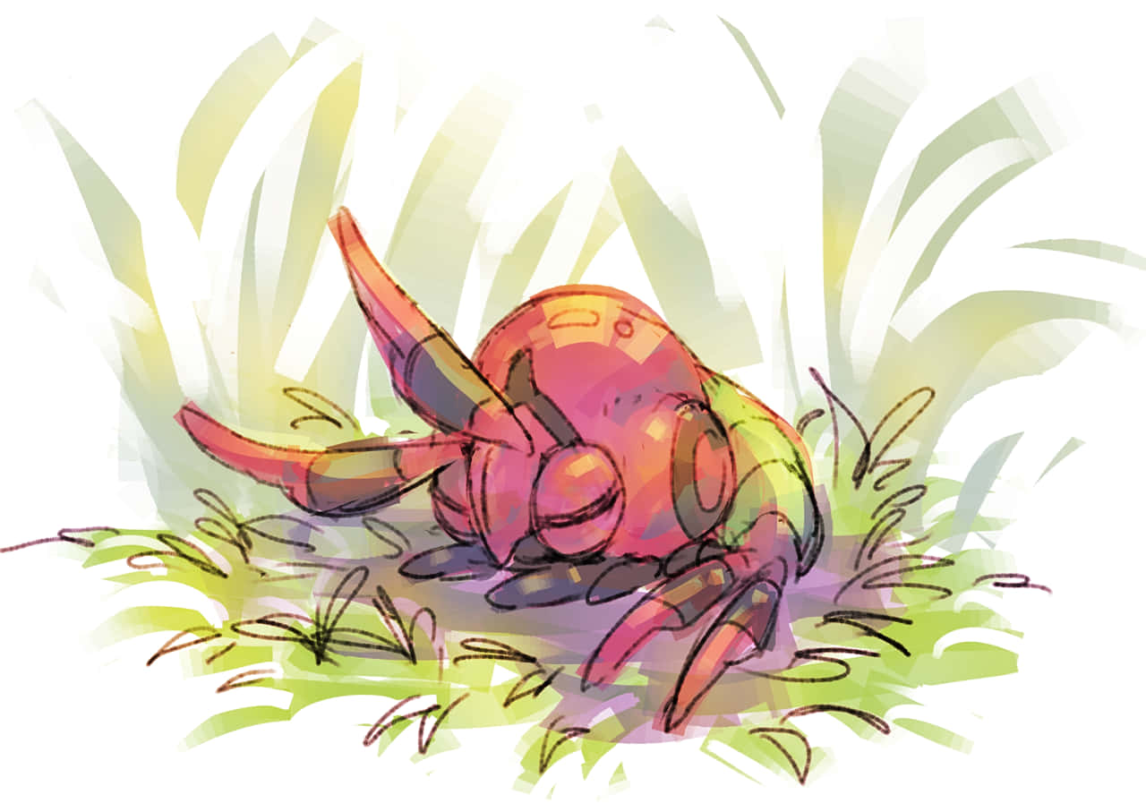 Venipede, pink orange, green, HD Desktop Wallpaper