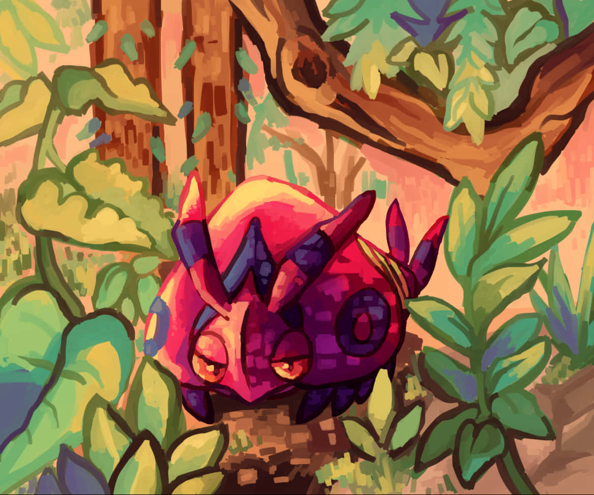 Venipede, tree, glowing eyes, SD Desktop Wallpaper