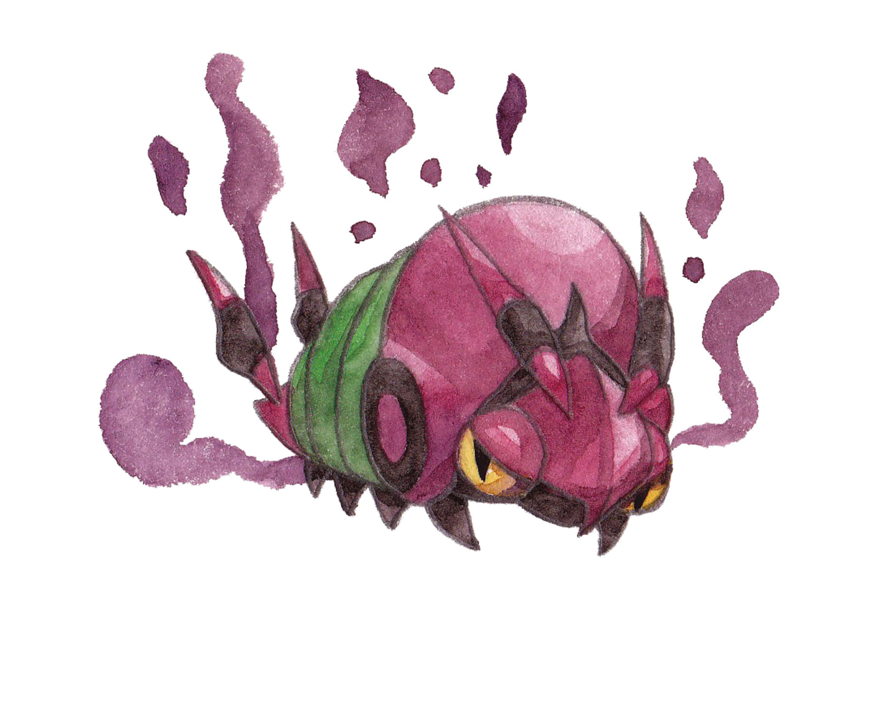 Venipede, white background, purple ink splatters, HD Desktop Wallpaper