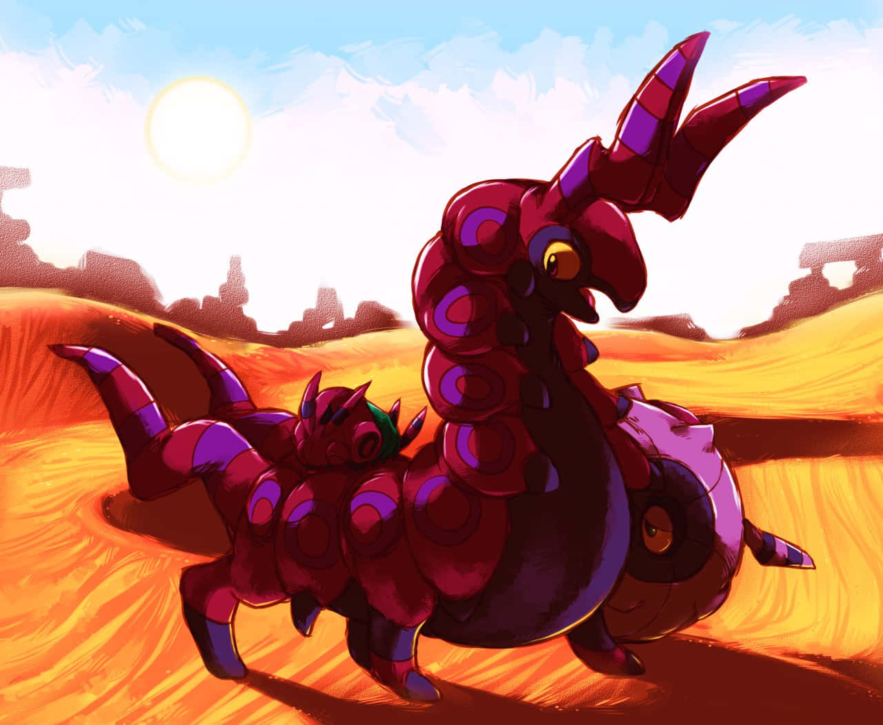 Venipede, red, purple, HD Desktop Wallpaper