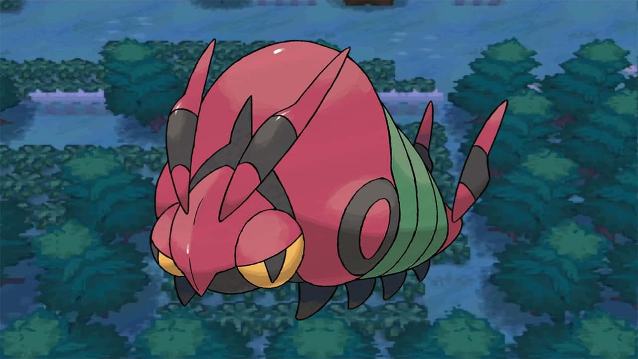 Venipede, red and green, sharp horns, HD Desktop Wallpaper