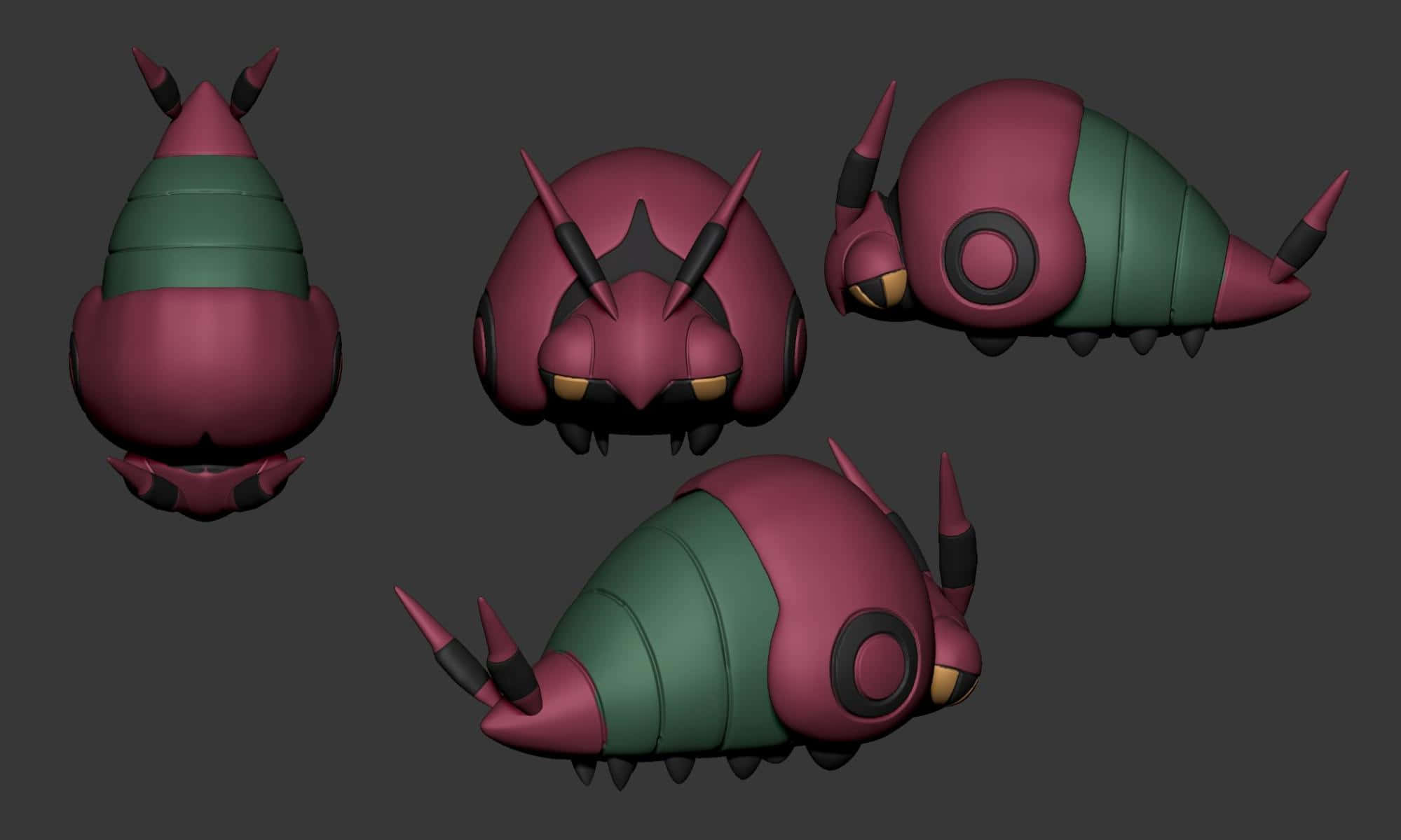 Venipede, maroon, green, Full HD Desktop Wallpaper
