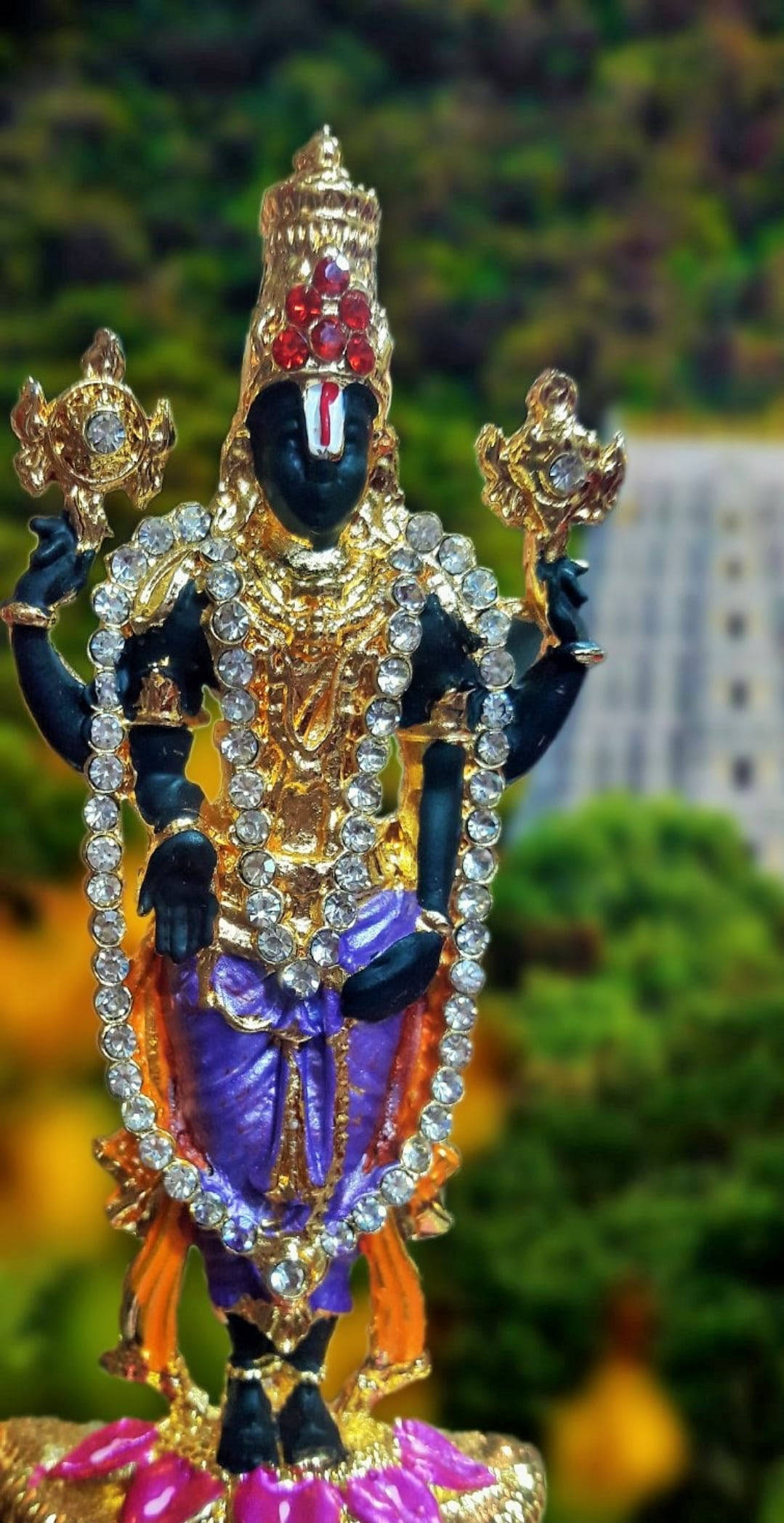 Venkateswara Swamy, black-skinned deity, gold jewelry, Full HD Phone Wallpaper