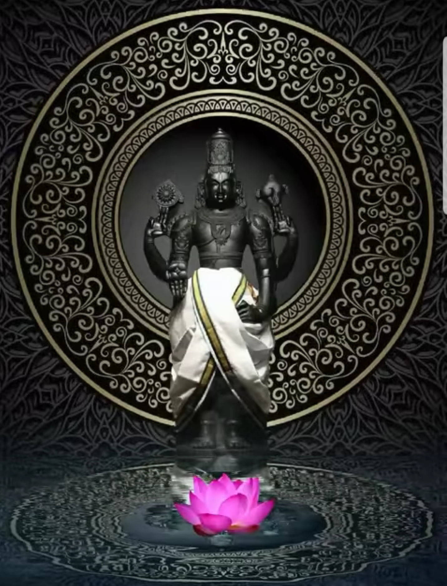Venkateswara Swamy, pink Indian lotus, ornate circular frame, HD Phone Wallpaper