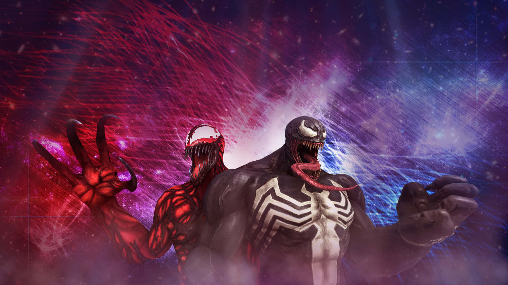 Venom, Carnage, red and blue energy, Full HD Desktop Wallpaper