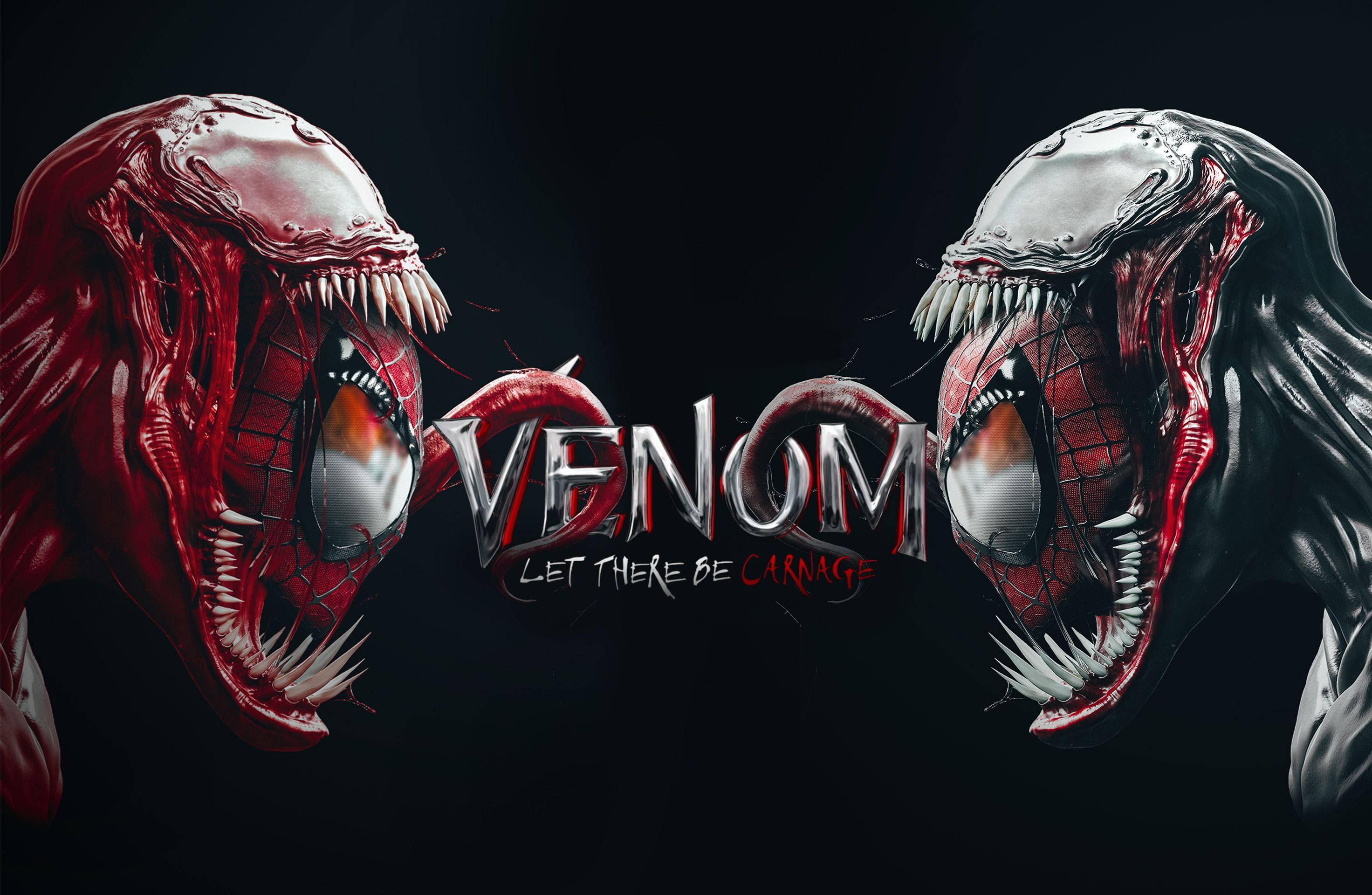 Venom, Carnage, glowing eyes, 2K Desktop Wallpaper