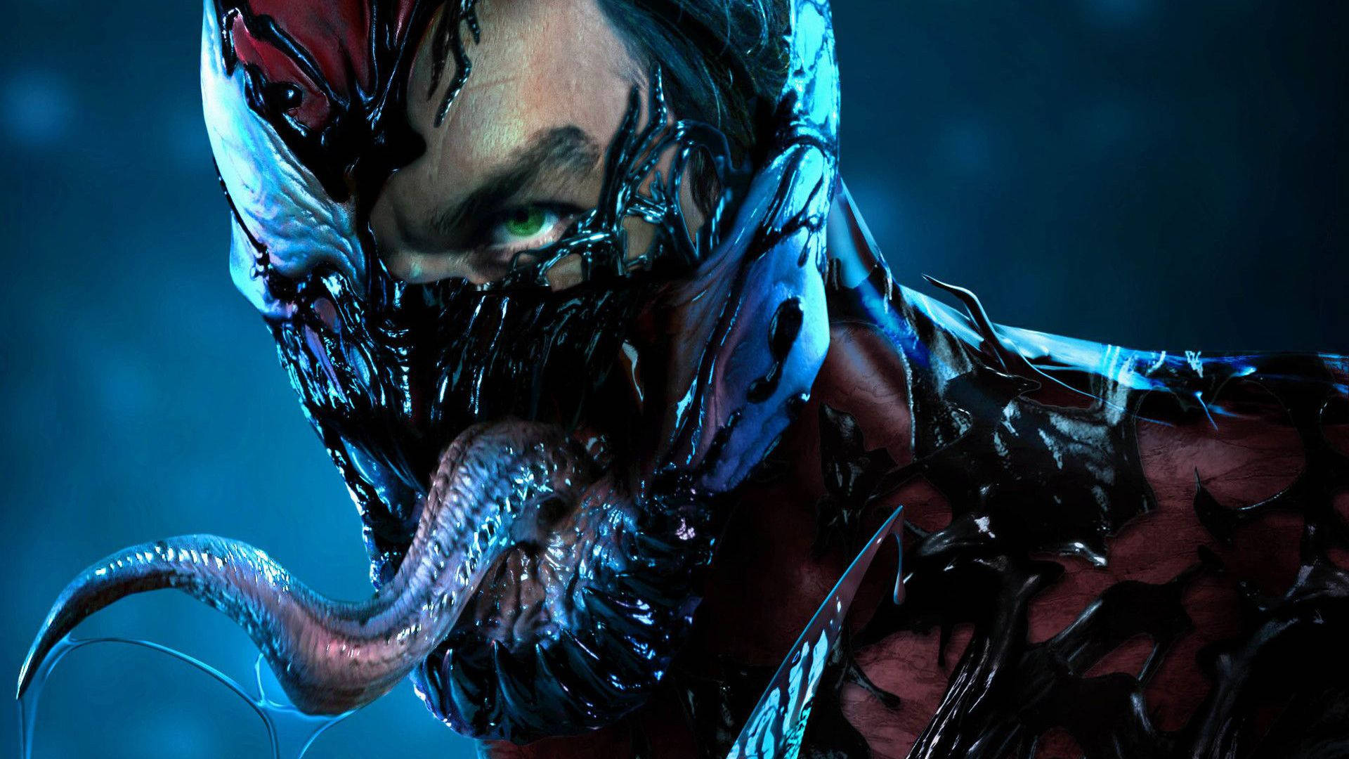 Venom, Carnage, glowing green eyes, Full HD Desktop Wallpaper