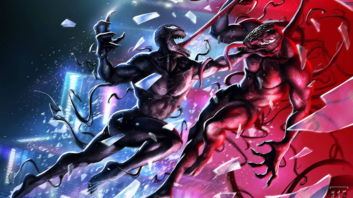 Venom, Carnage, neon lights, HD Desktop Wallpaper
