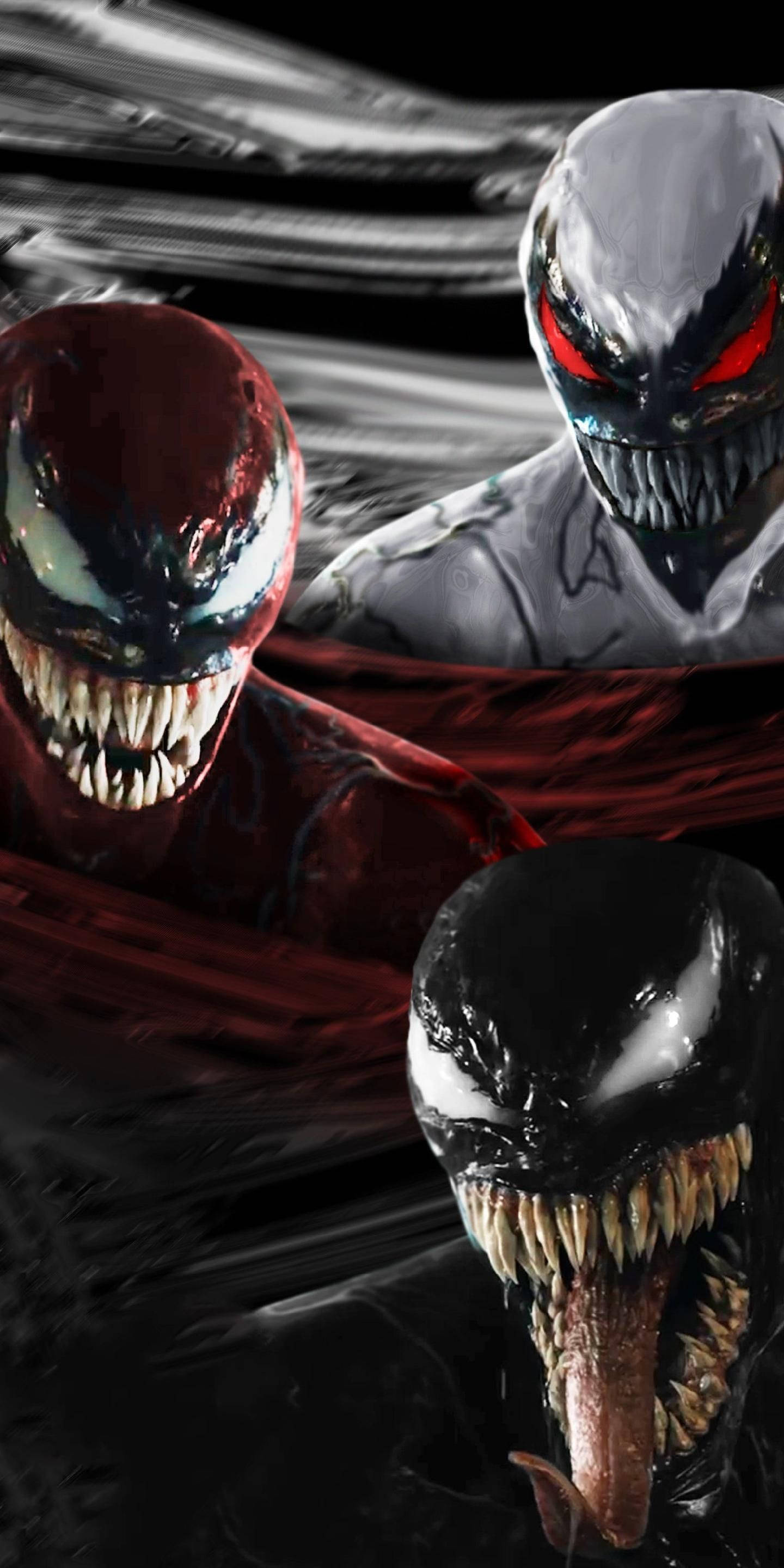 Venom, Carnage, glowing red eyes, 2K Phone Wallpaper