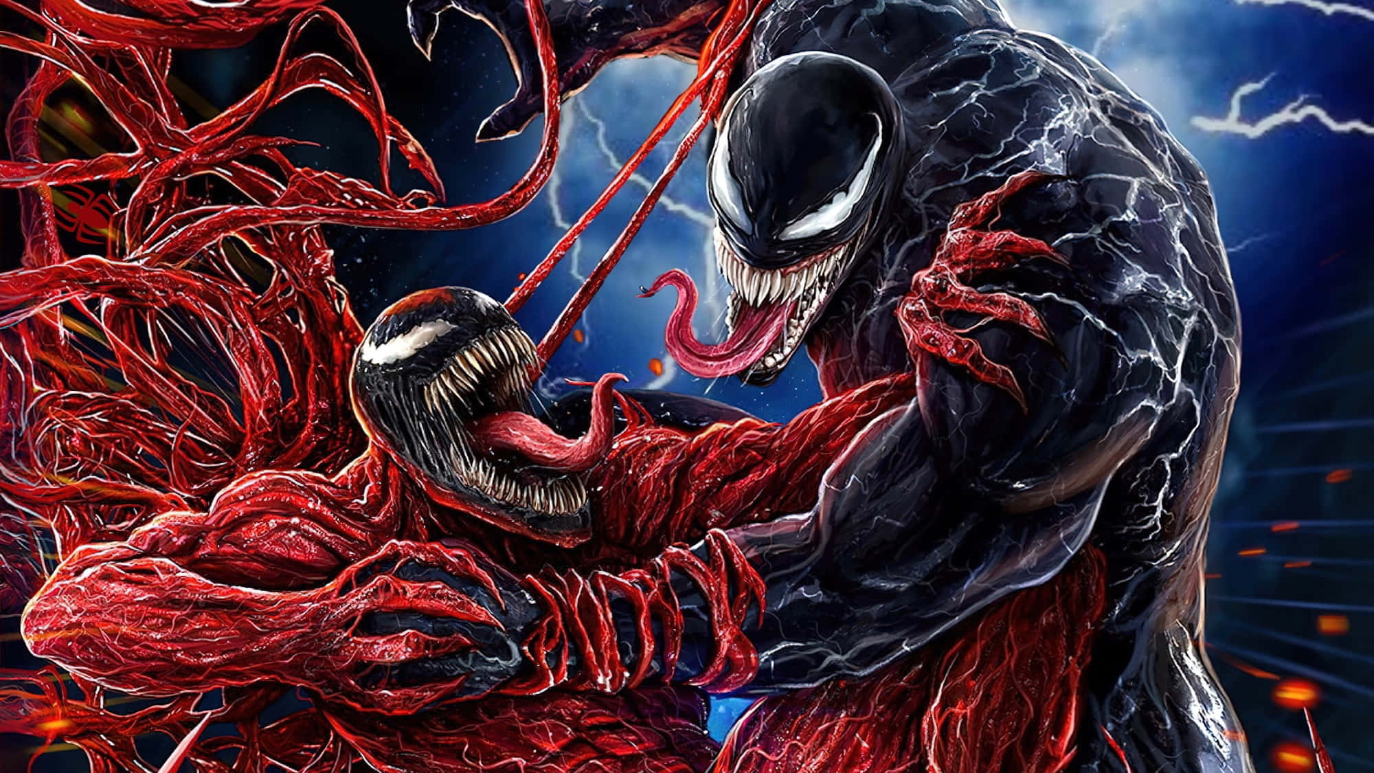 Venom, Carnage, red tendrils, Full HD Desktop Wallpaper