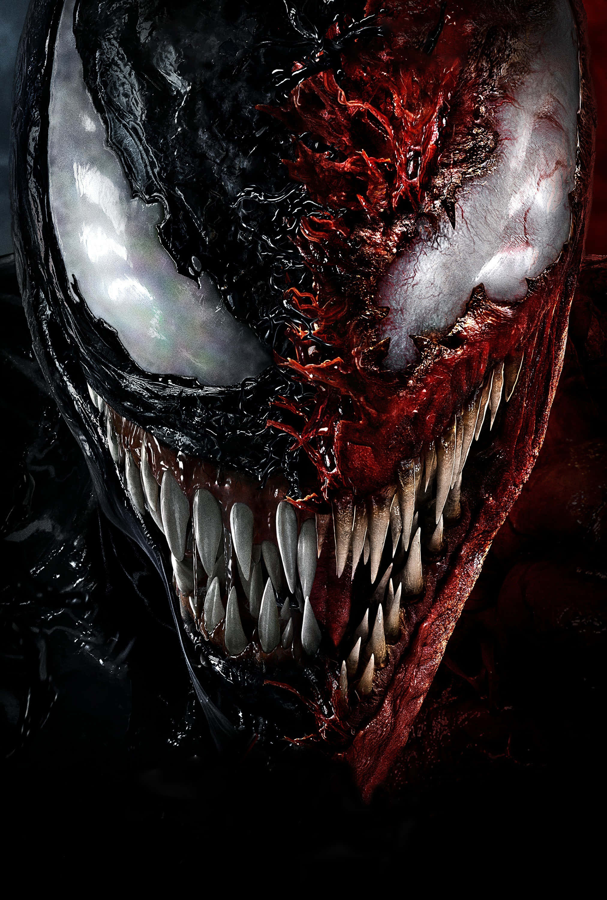 Venom, Carnage, glowing white eyes, 2K Phone Wallpaper