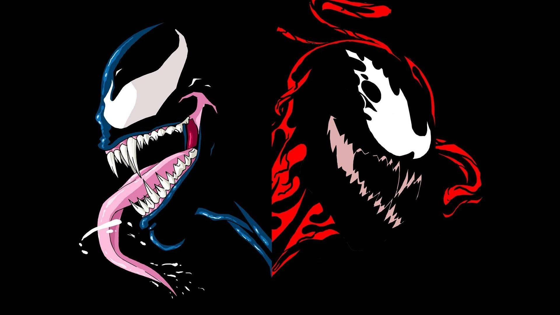 Venom, Carnage, black background, Full HD Desktop Wallpaper