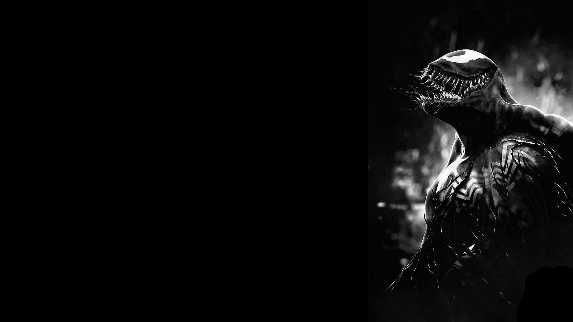 Venom, black and white, silhouette, Full HD Desktop Wallpaper
