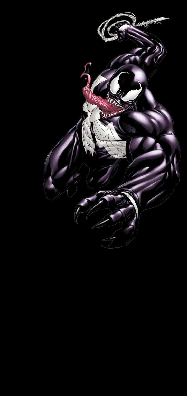 Venom, black background, glowing white eyes, HD Phone Wallpaper