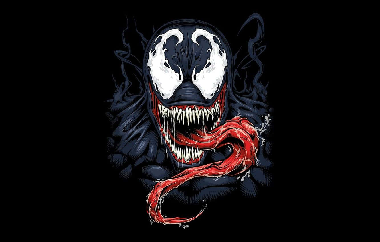 Venom, glowing white eyes, red tongue, HD Desktop Wallpaper