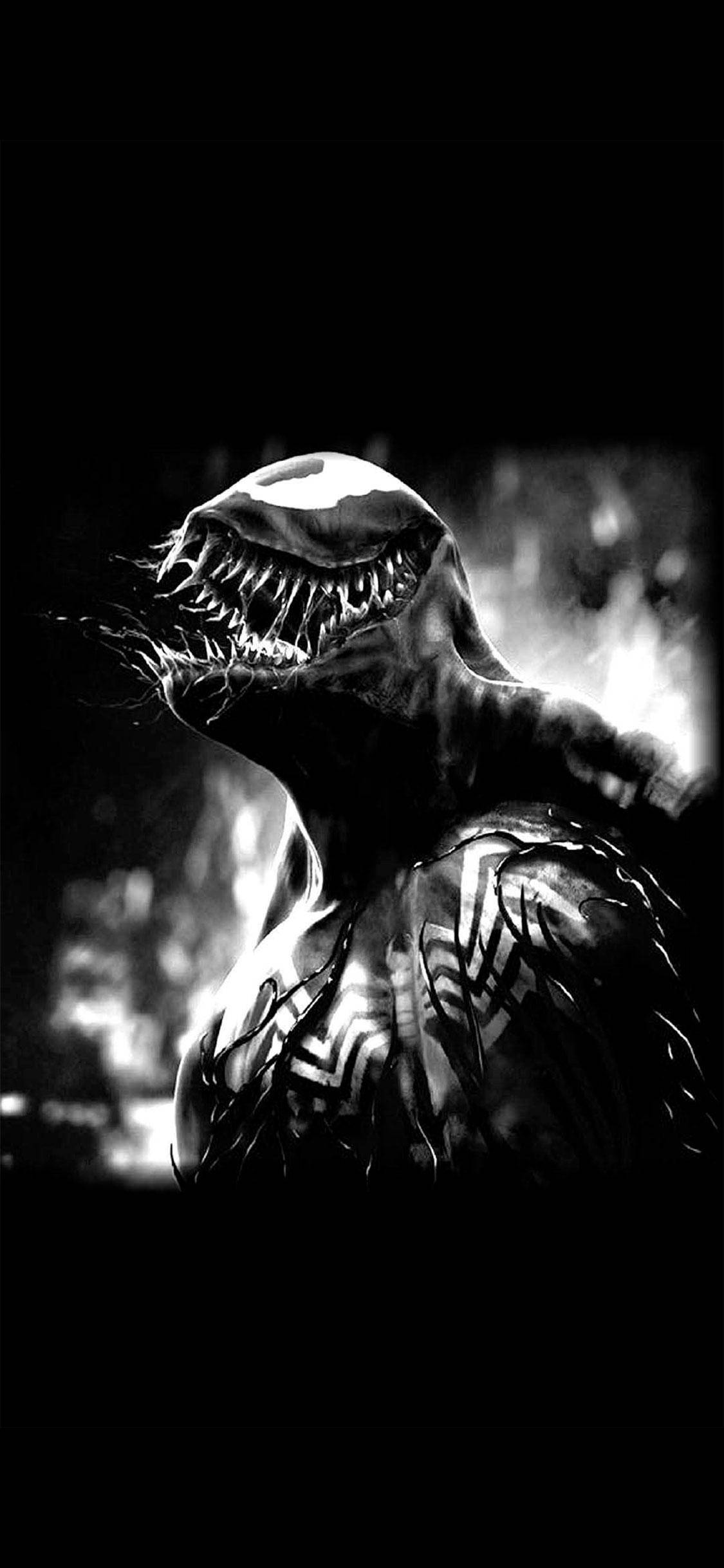 Venom, iPhone, black and white, Full HD Phone Wallpaper