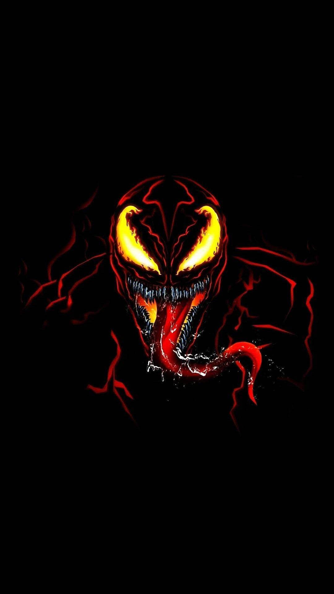 Venom, iPhone, red and yellow glowing, Full HD Phone Wallpaper