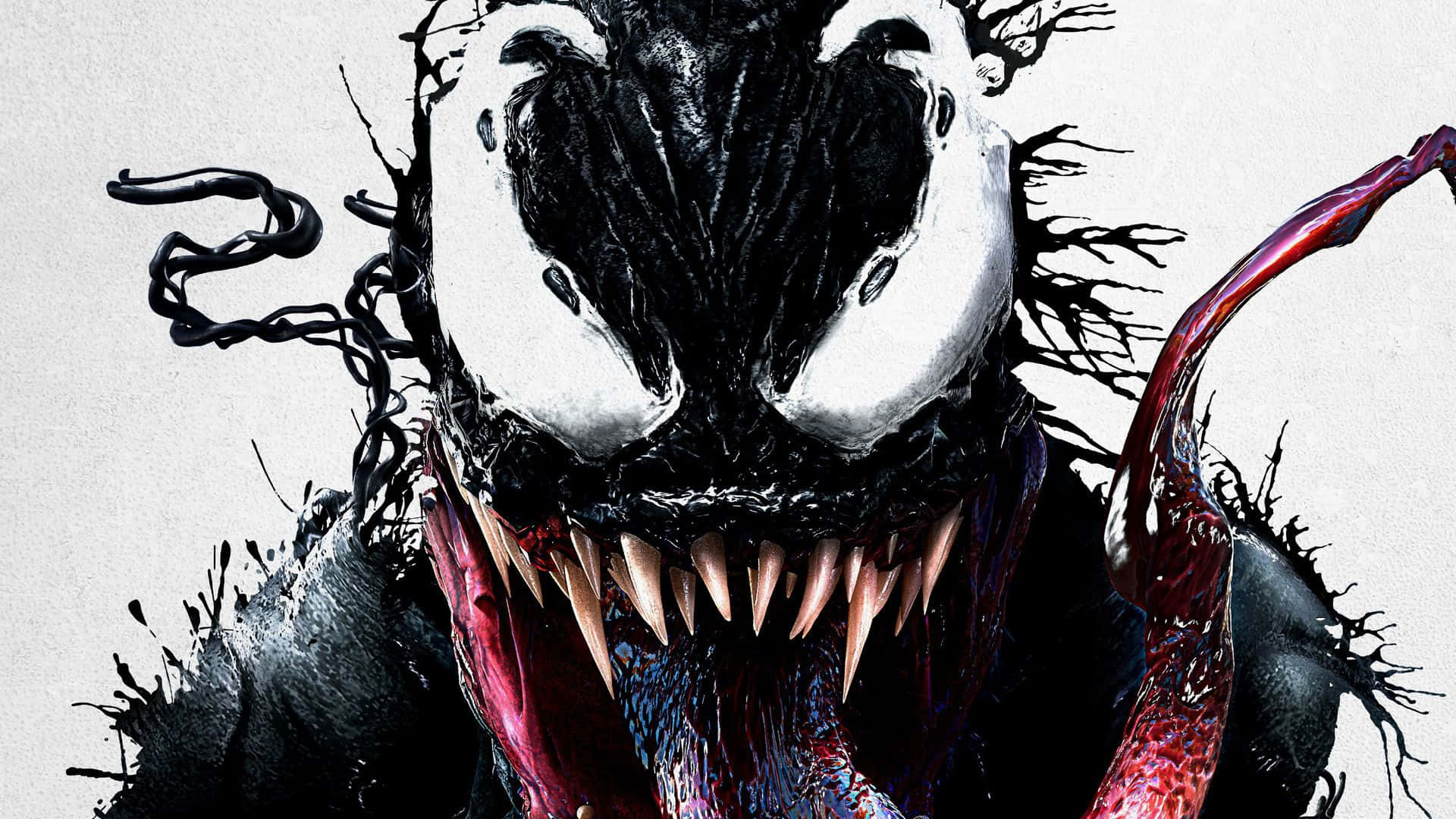 Venom, glowing white eyes, red tendrils, Full HD Desktop Wallpaper