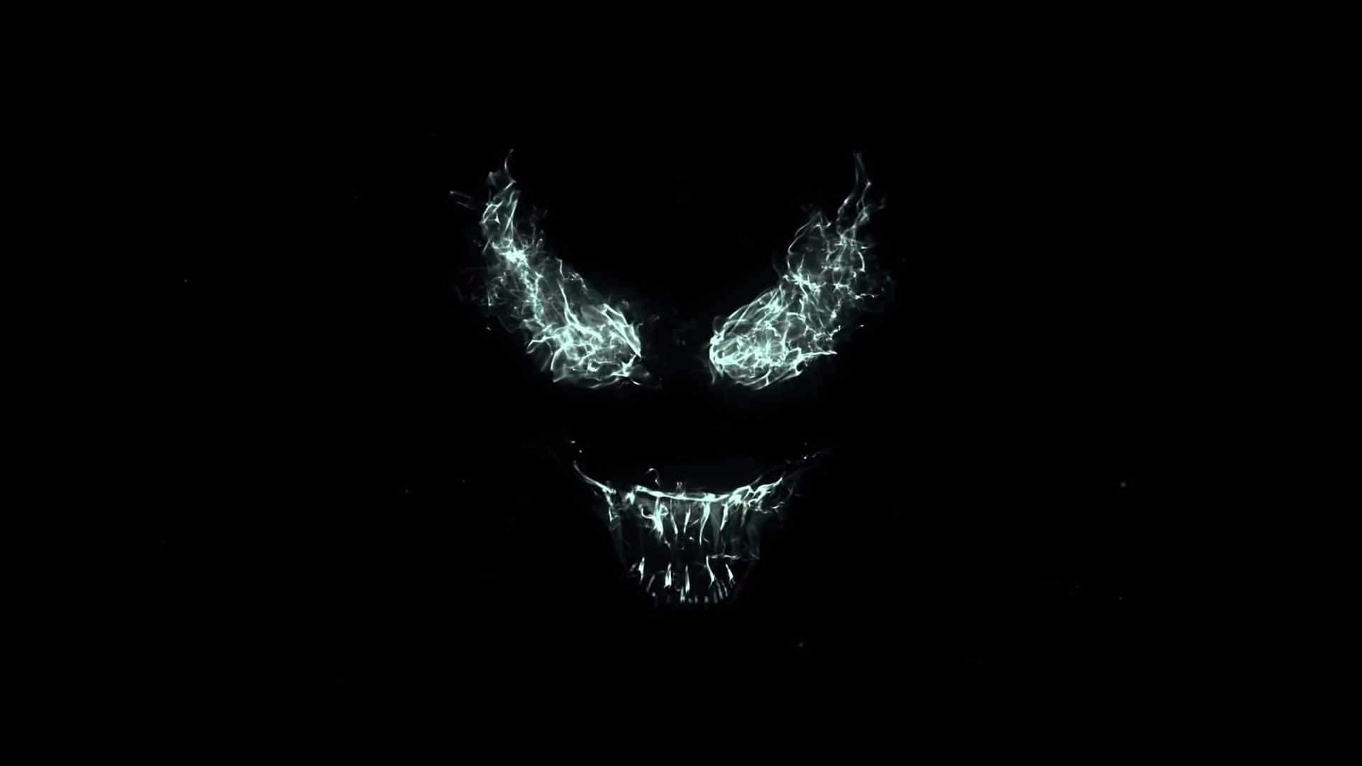 Venom, glowing skull, jagged teeth, Full HD Desktop Wallpaper