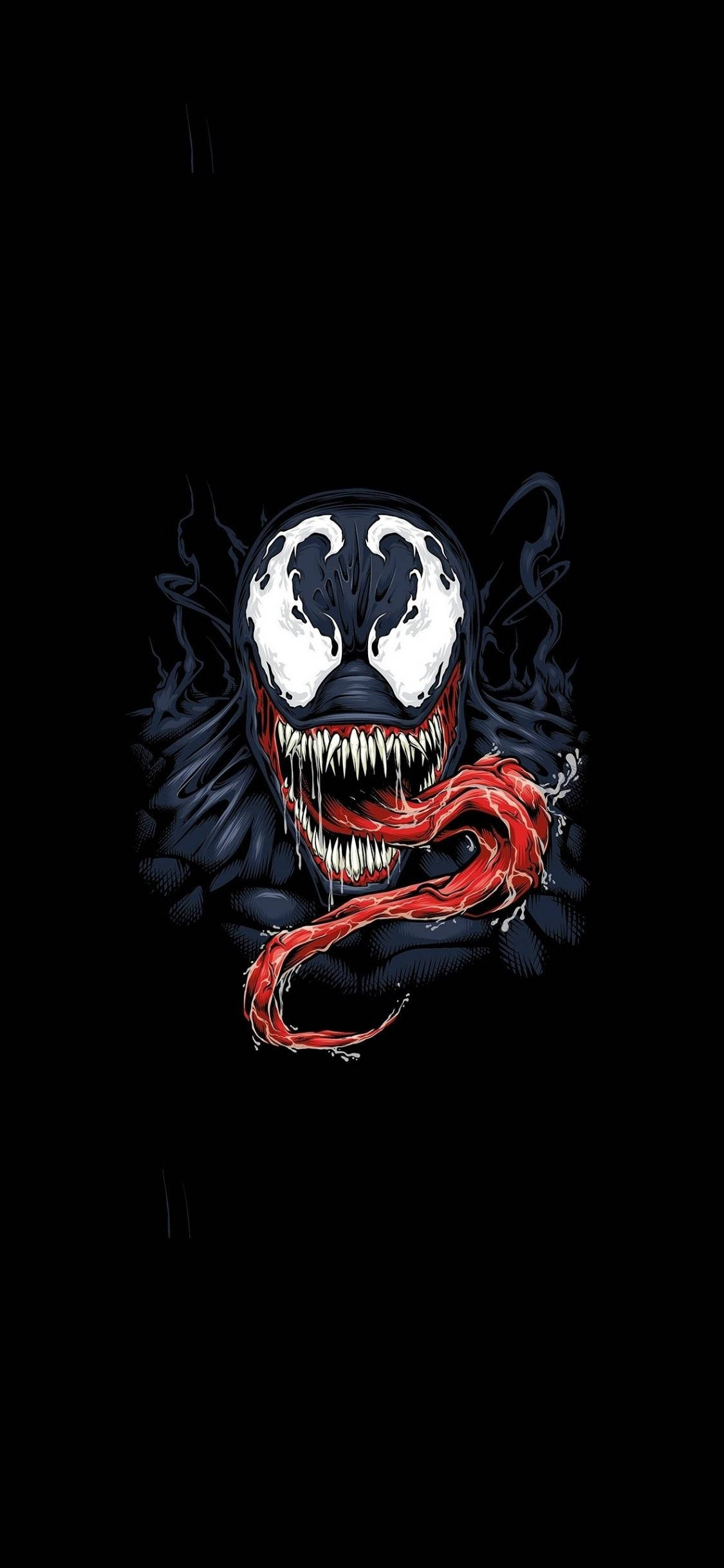Venom, glowing white eyes, sharp teeth, Full HD Phone Wallpaper