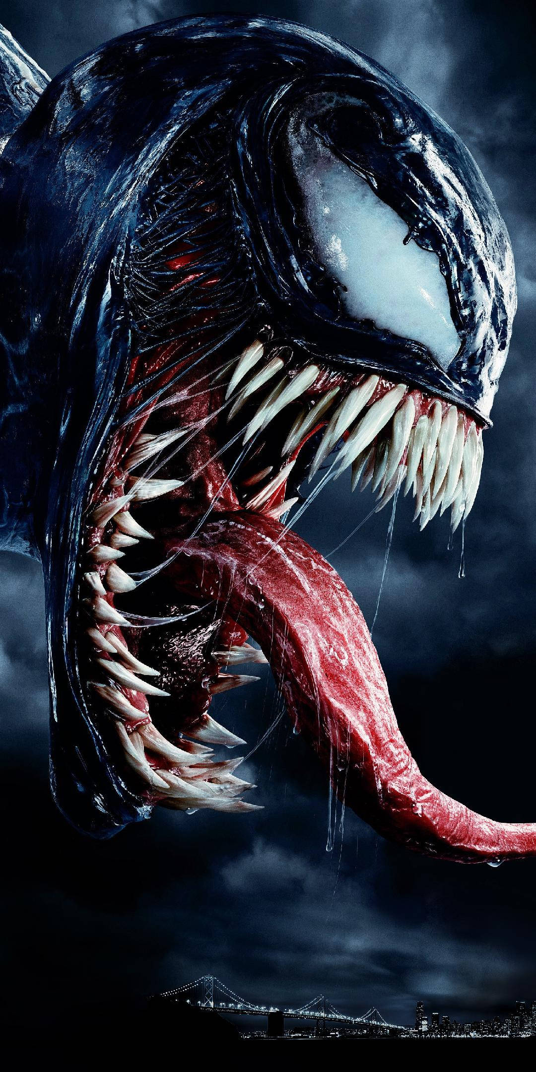 Venom, iPhone, stormy city skyline, Full HD Phone Wallpaper
