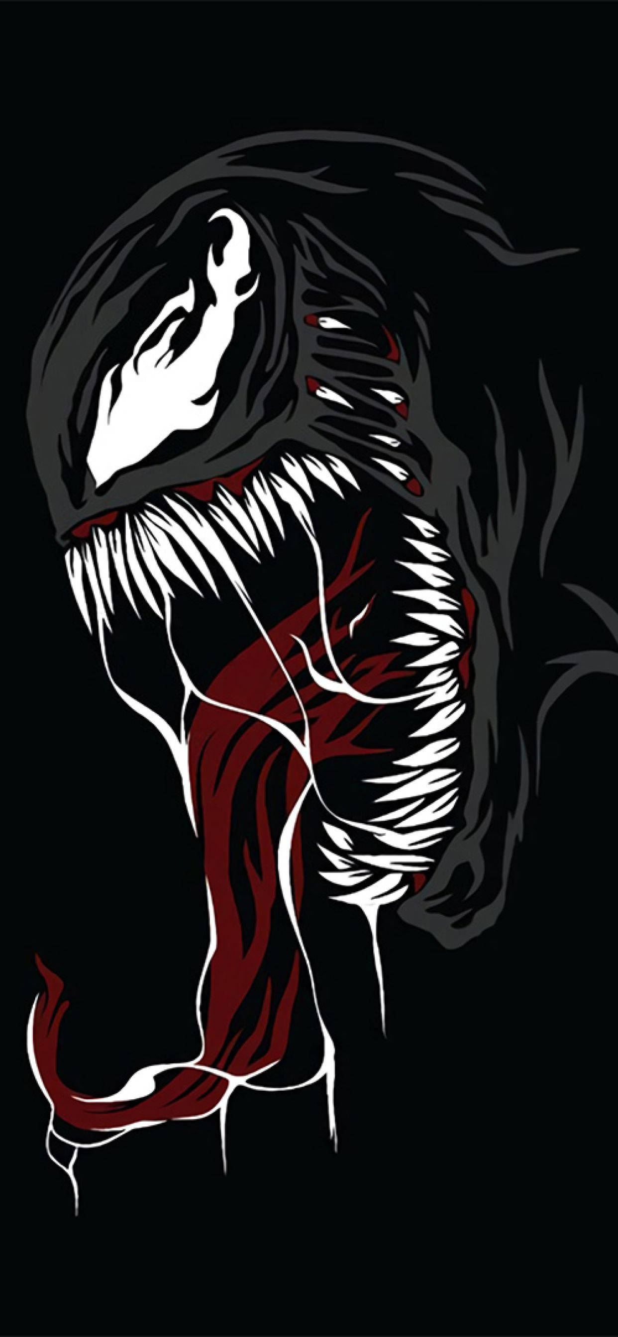 Venom, iPhone, black and white illustration, 2K Phone Wallpaper