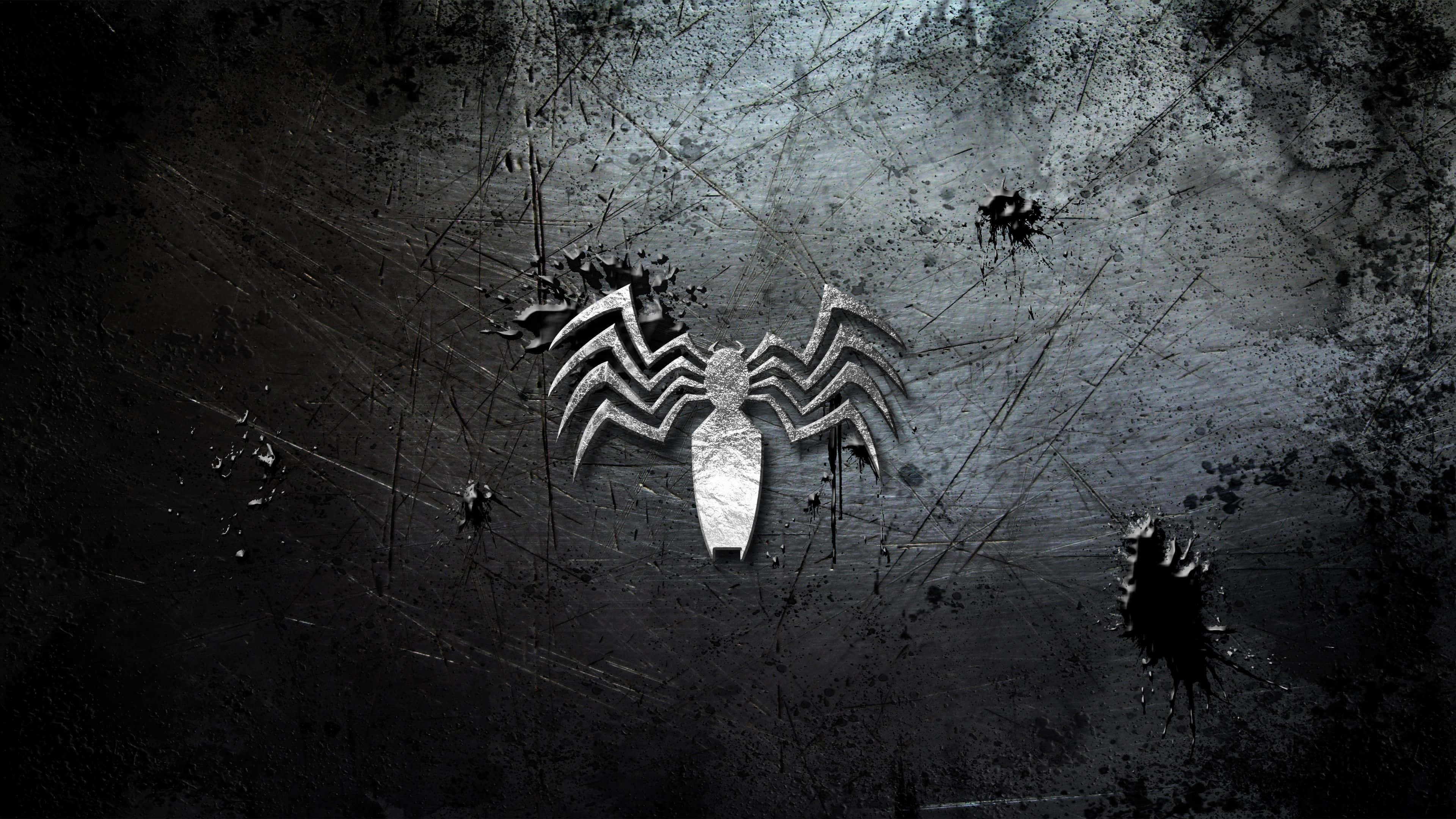 Venom, logo, metallic spider emblem, 4K Desktop Wallpaper