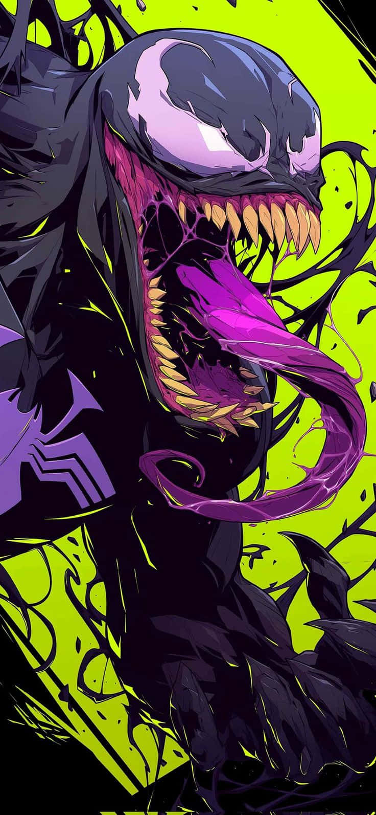 Venom, black symbiote body, purple eyes, HD Phone Wallpaper