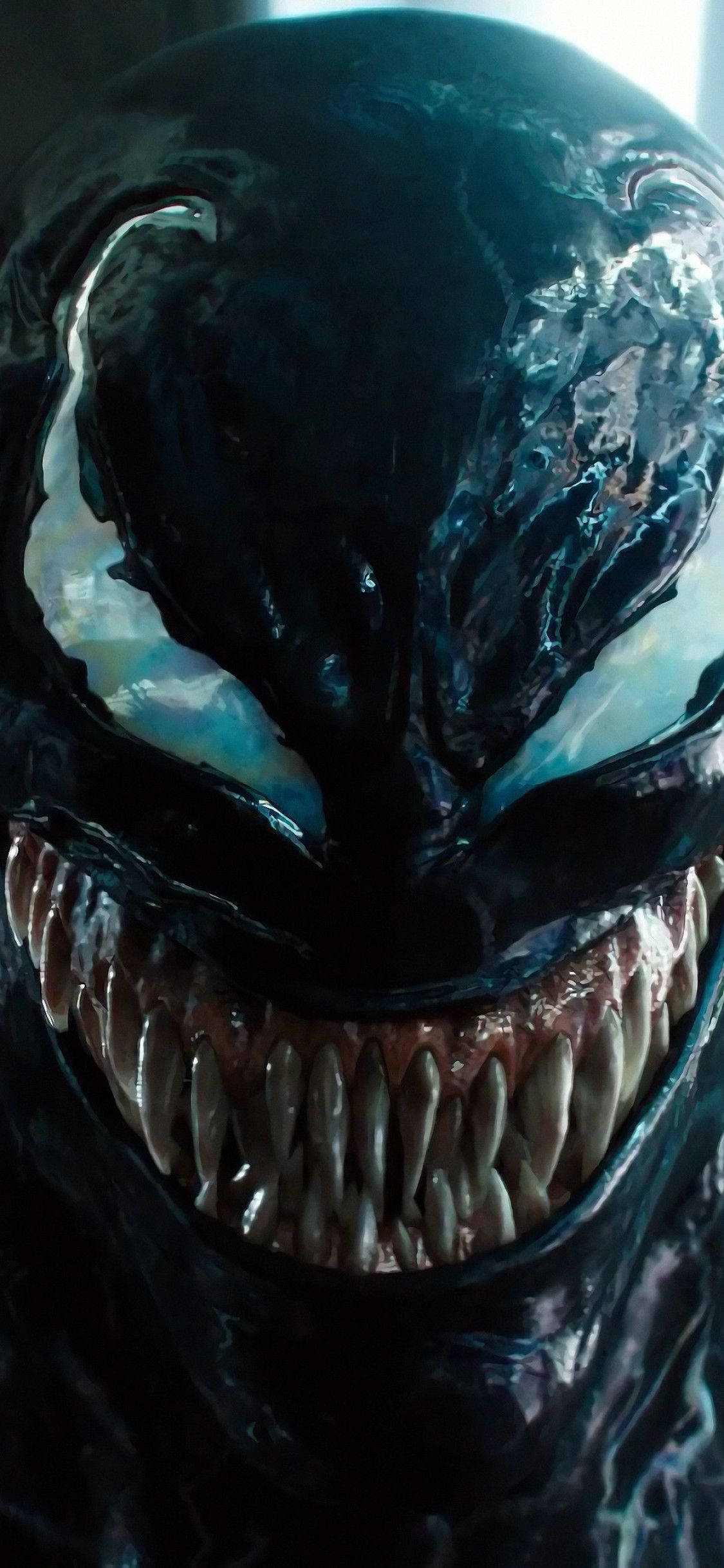 Venom, glossy black symbiote, sharp teeth, Full HD Phone Wallpaper