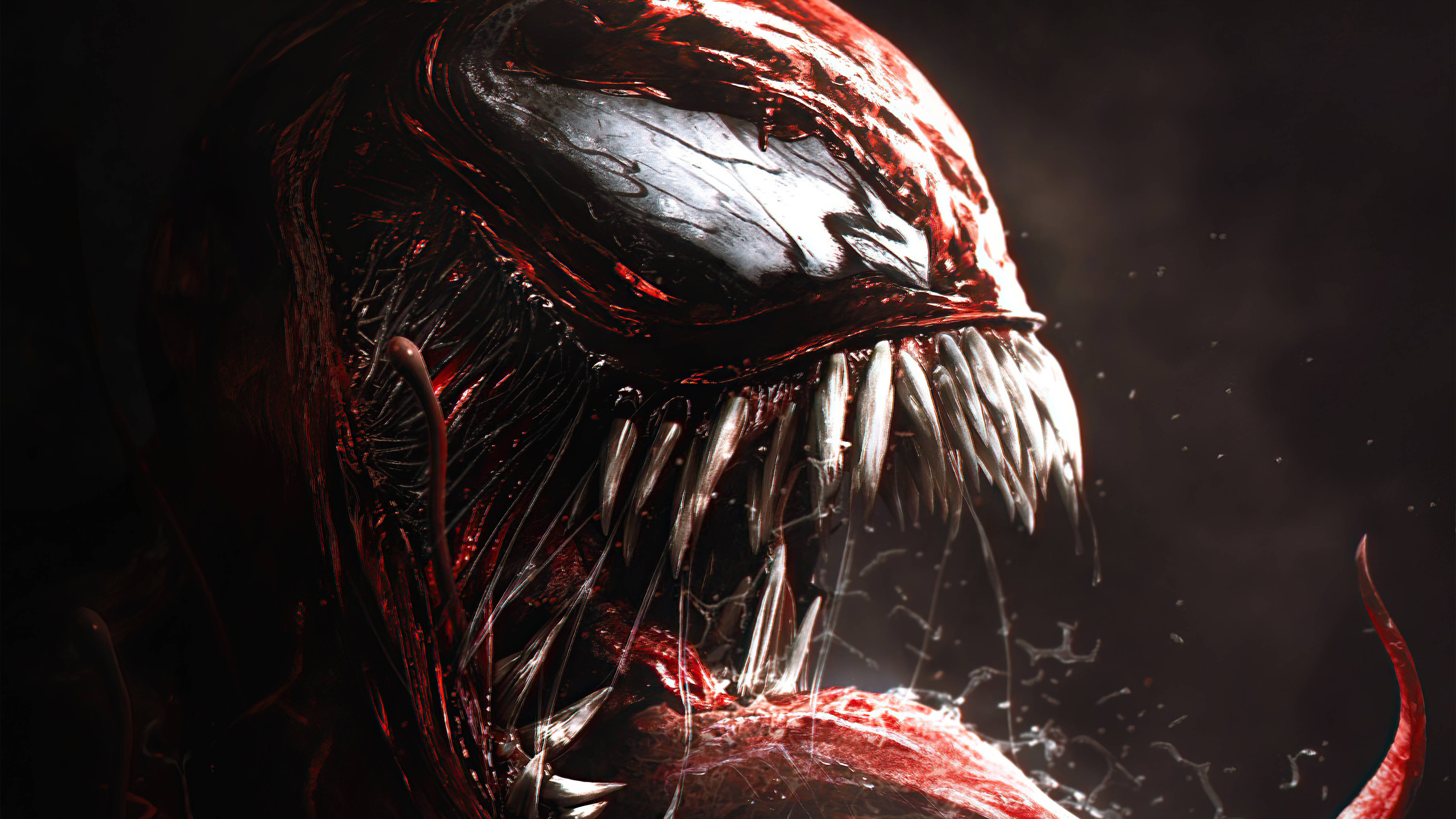 Venom, Let There Be Carnage, glowing white eyes, 5K Desktop Wallpaper
