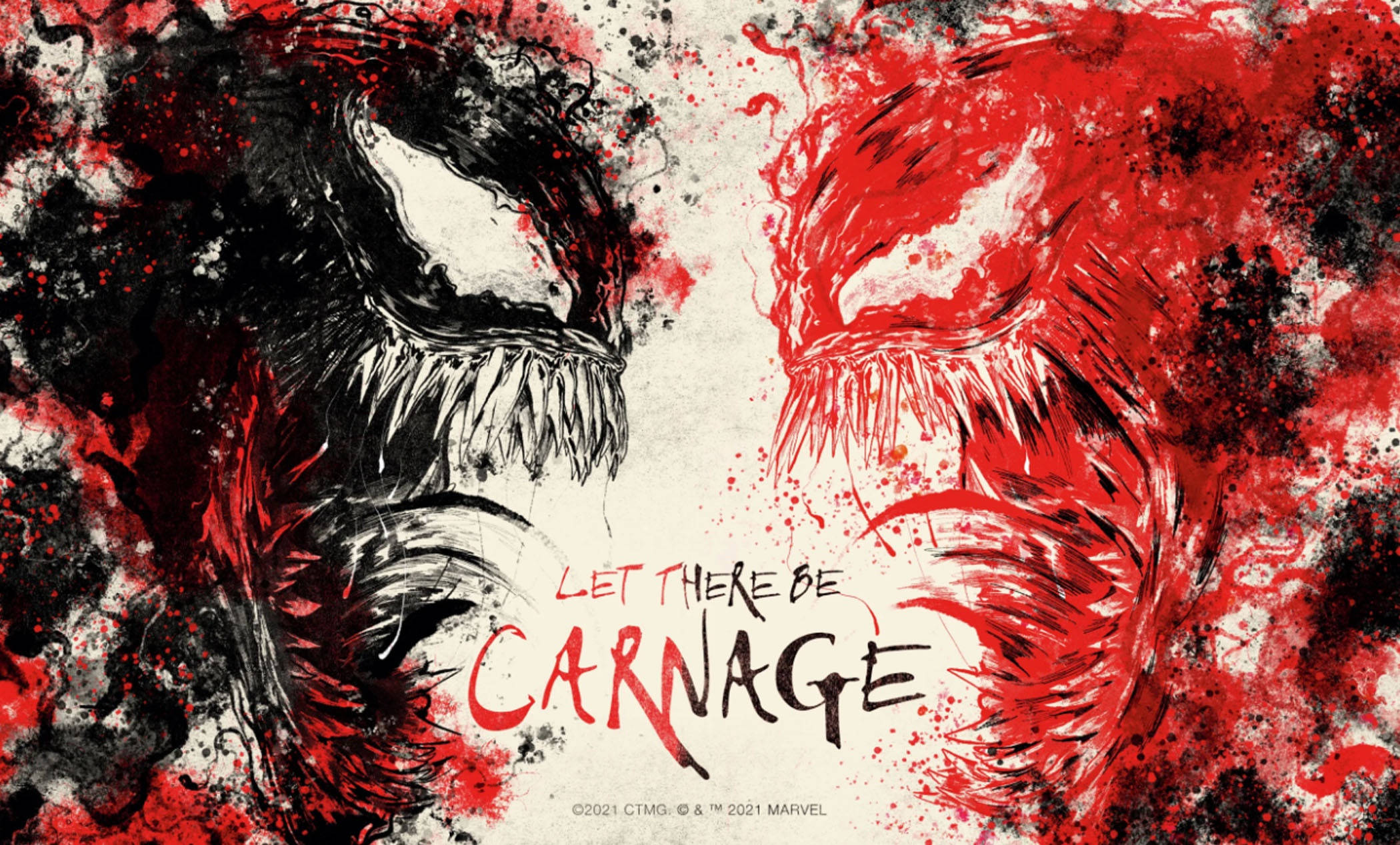 Venom, Carnage, red and black splatter style, Full HD Desktop Wallpaper