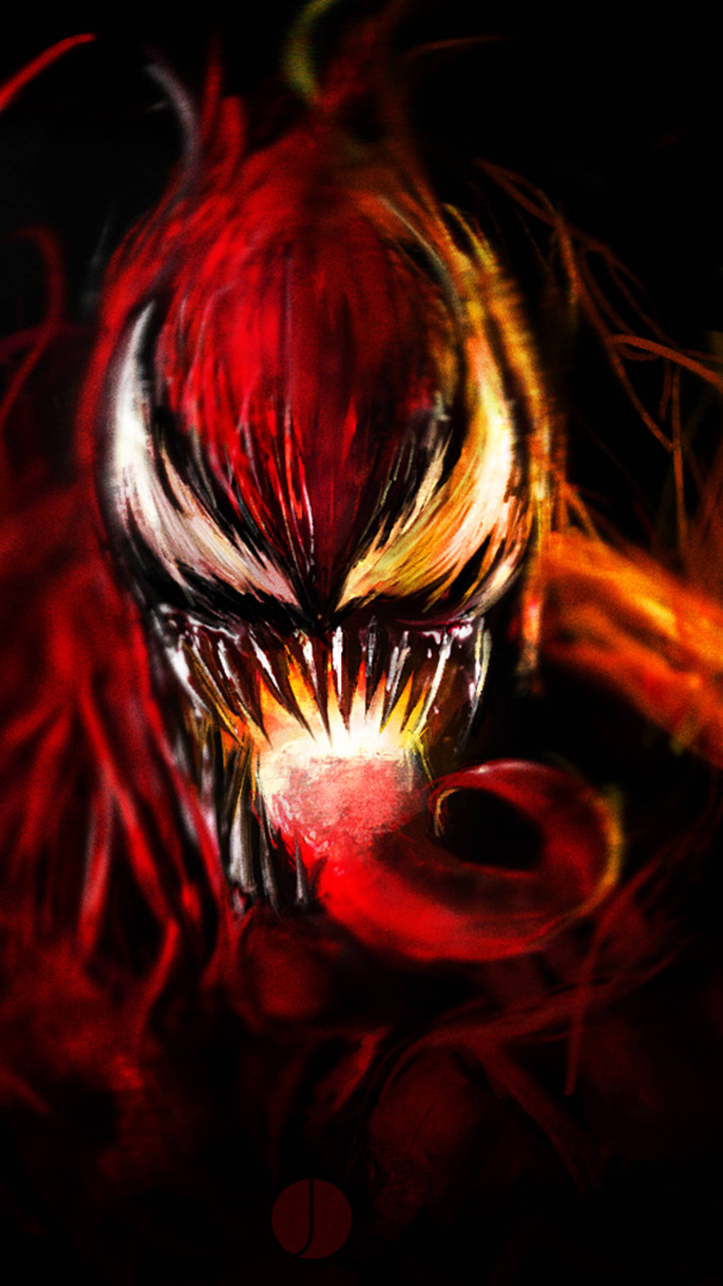 Venom Let There Be Carnage, symbiote creature, red and black, 2K Phone Wallpaper