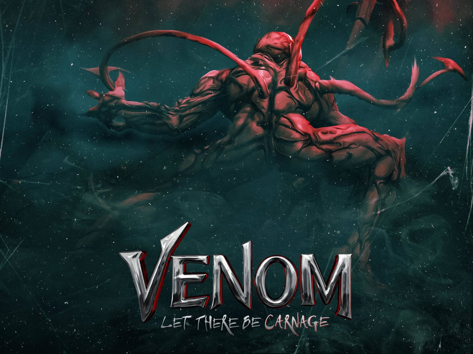 Venom Let There Be Carnage, red symbiote, tentacles, Full HD Desktop Wallpaper