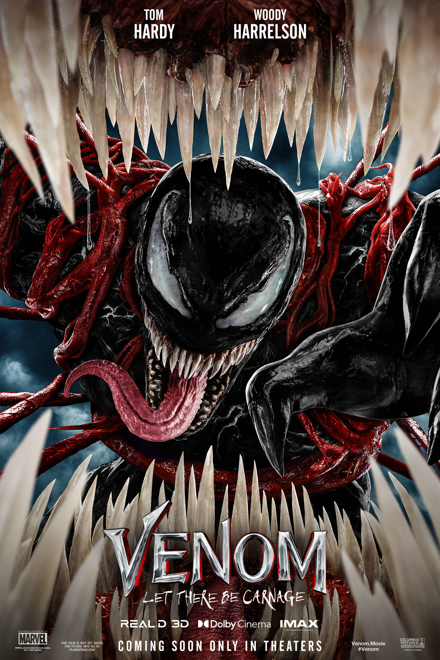 Venom, Let There Be Carnage, glowing white eyes, Full HD Phone Wallpaper