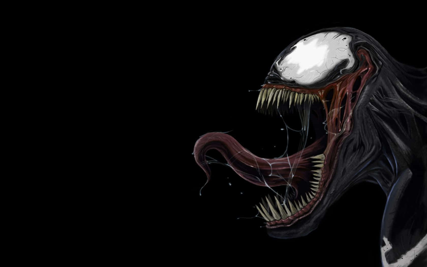 Venom, black, glowing white eyes, HD Desktop Wallpaper